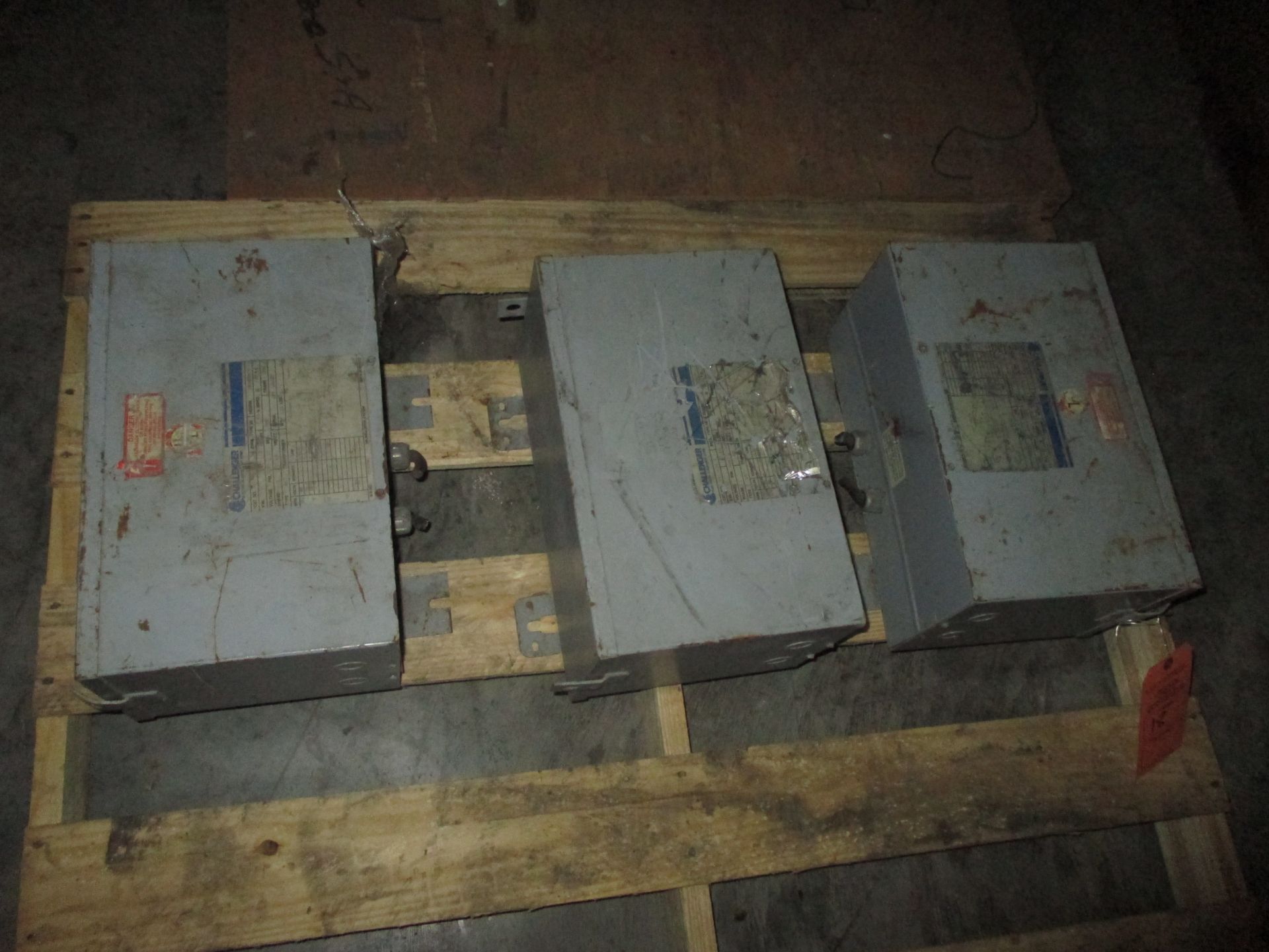 (3) CHALLENGER TRANSFORMERS; CAT# 301424; 3KVA; 60HZ; 3PH; TYPE EPT; WT 124LBS(LOCATED AT 7939