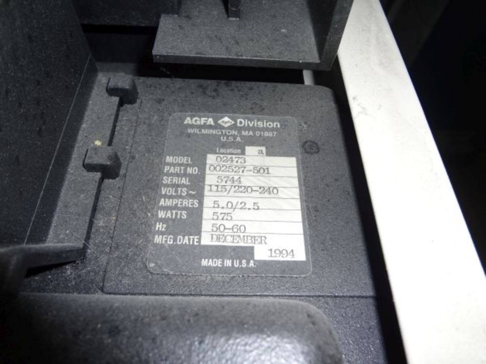 AGFA MODEL 02473 ACCUSET 1000 IMAGESETTER; S/N 970060 - Image 2 of 3