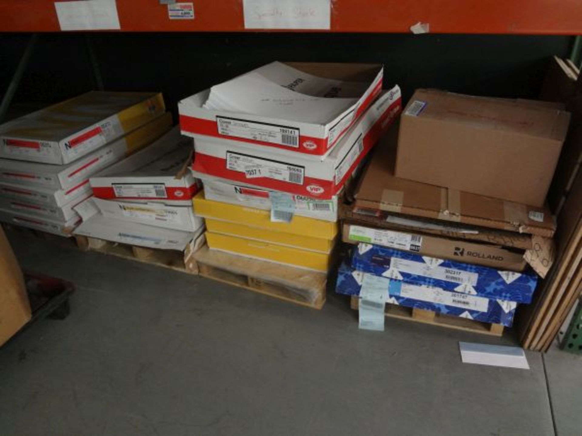 (LOT) CONTENTS OF PRINTING PAPER STOCK ON LOWER AND MIDDLE SECTIONS OF PALLET RACK, APPROX. (19) - Image 2 of 7