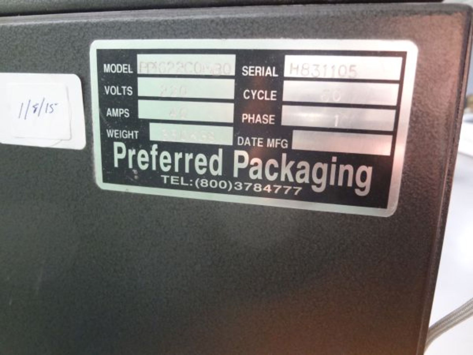 16" X 22" PREFERRED PACKAGING MODEP PP1622MK-COMBO L-SEALER WITH HEAT SHRINK TUNNEL; S/N H831105 - Image 3 of 6