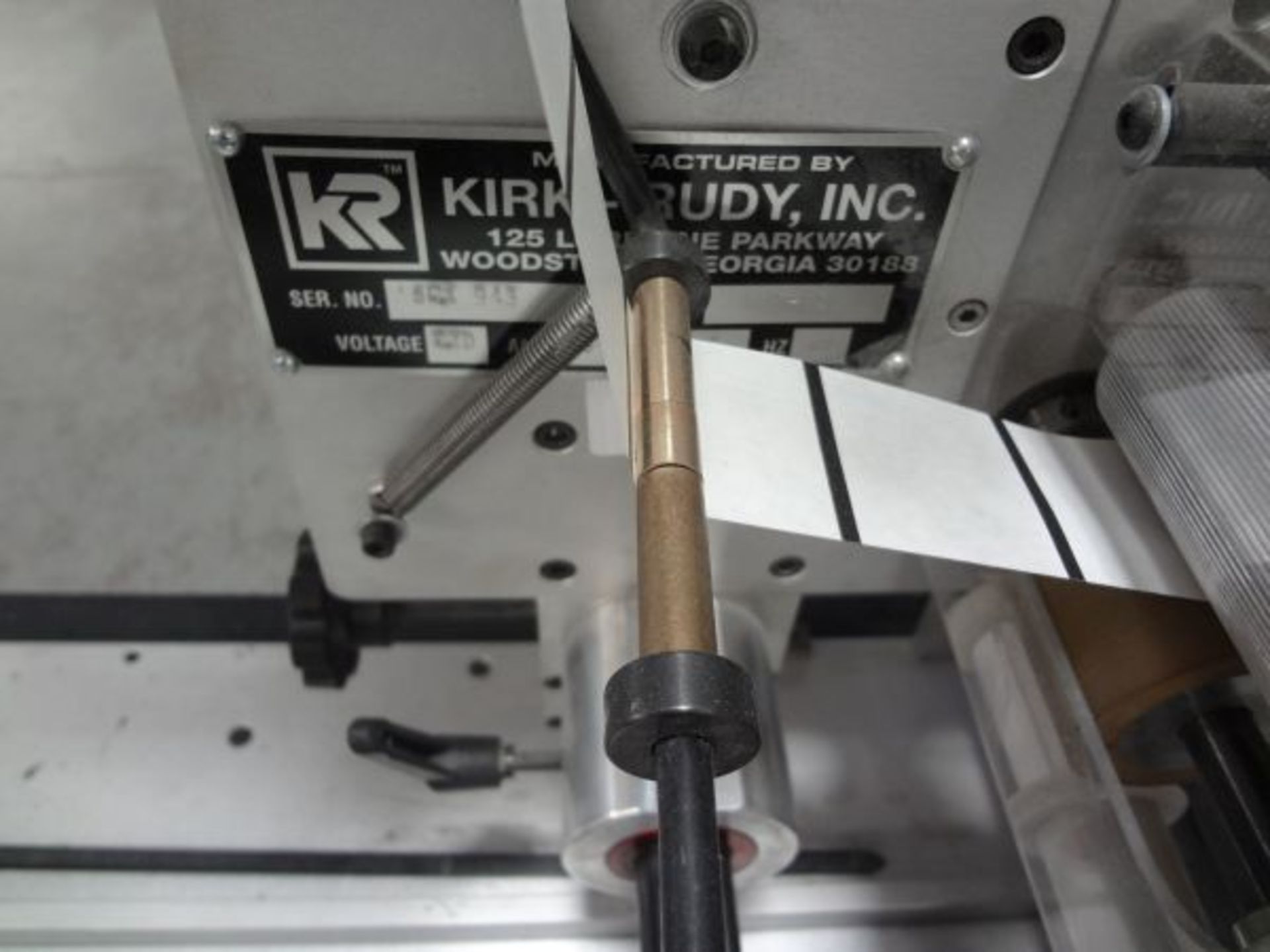 KIRK RUDY MODEL 535-CS TABBER; S/N 804943, WITH KIRK RUDY 415 BUMP TURN CONVEYOR AND 8' KIRK RUDY - Image 4 of 11