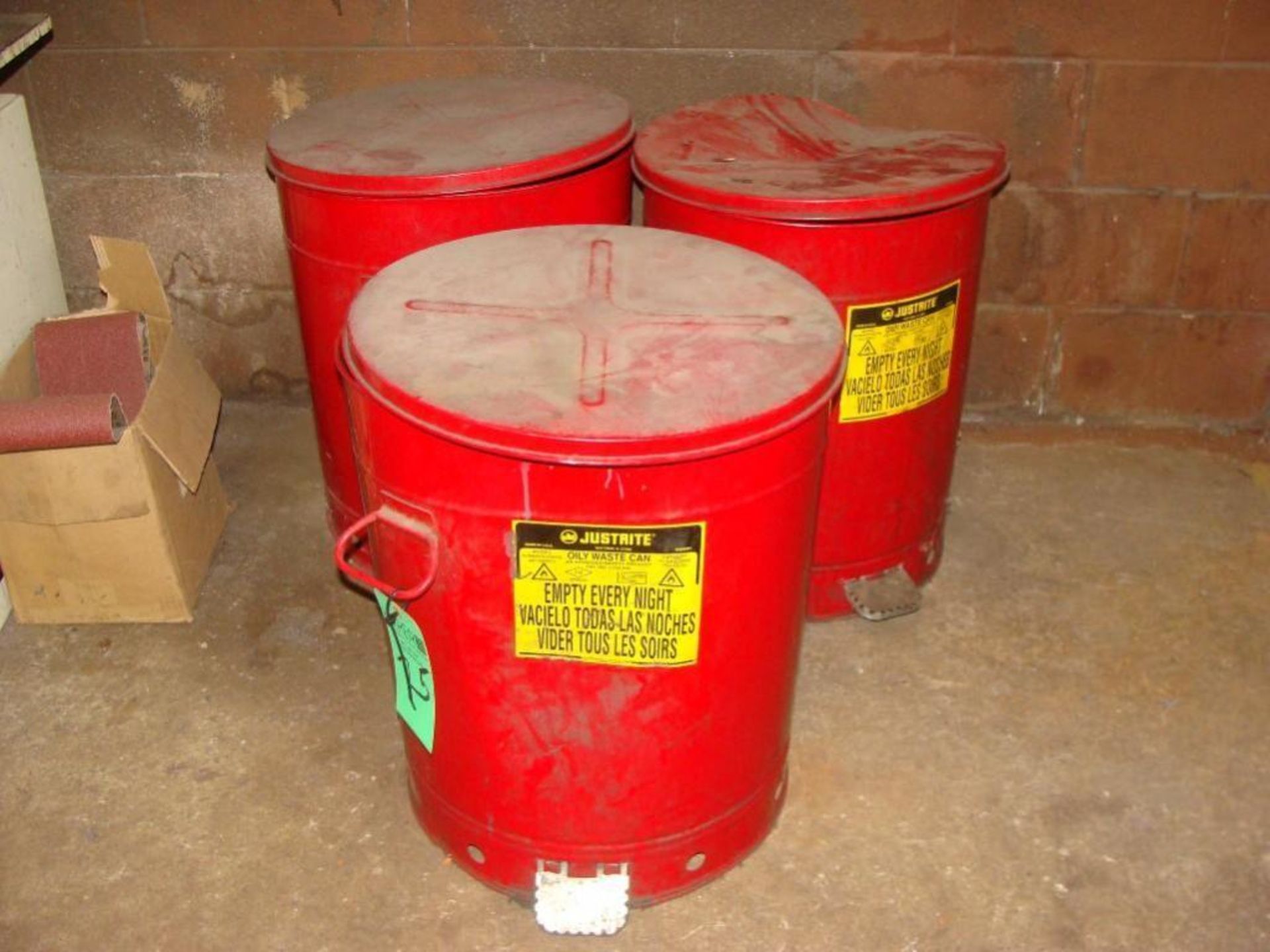 (3) JustRite Oily Waste Cans