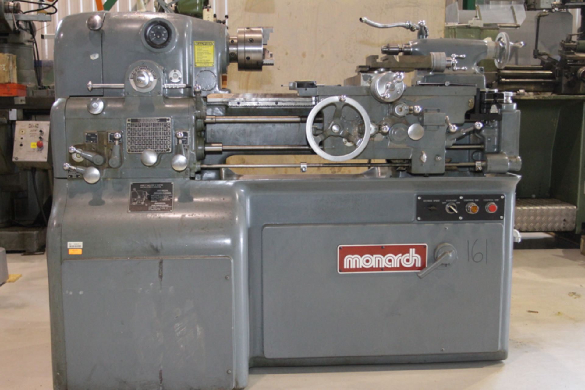 MONARCH TOOLROOM LATHE MOD. EE, 12-1/2" X 20", W/ HONING KIT, COLLETS, 8" 4-JAW CHUCK, 8" 3-JAW