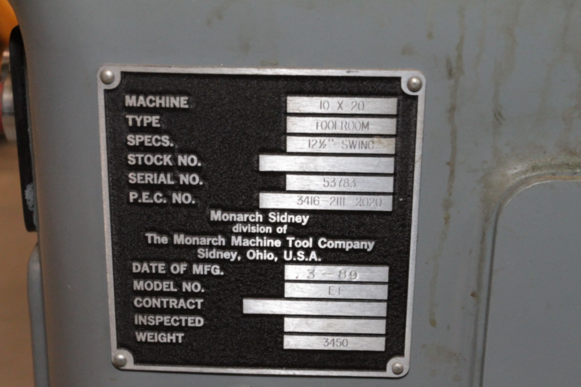 MONARCH TOOLROOM LATHE MOD. EE, 12-1/2" X 20", W/ HONING KIT, COLLETS, 8" 4-JAW CHUCK, 8" 3-JAW - Image 10 of 10