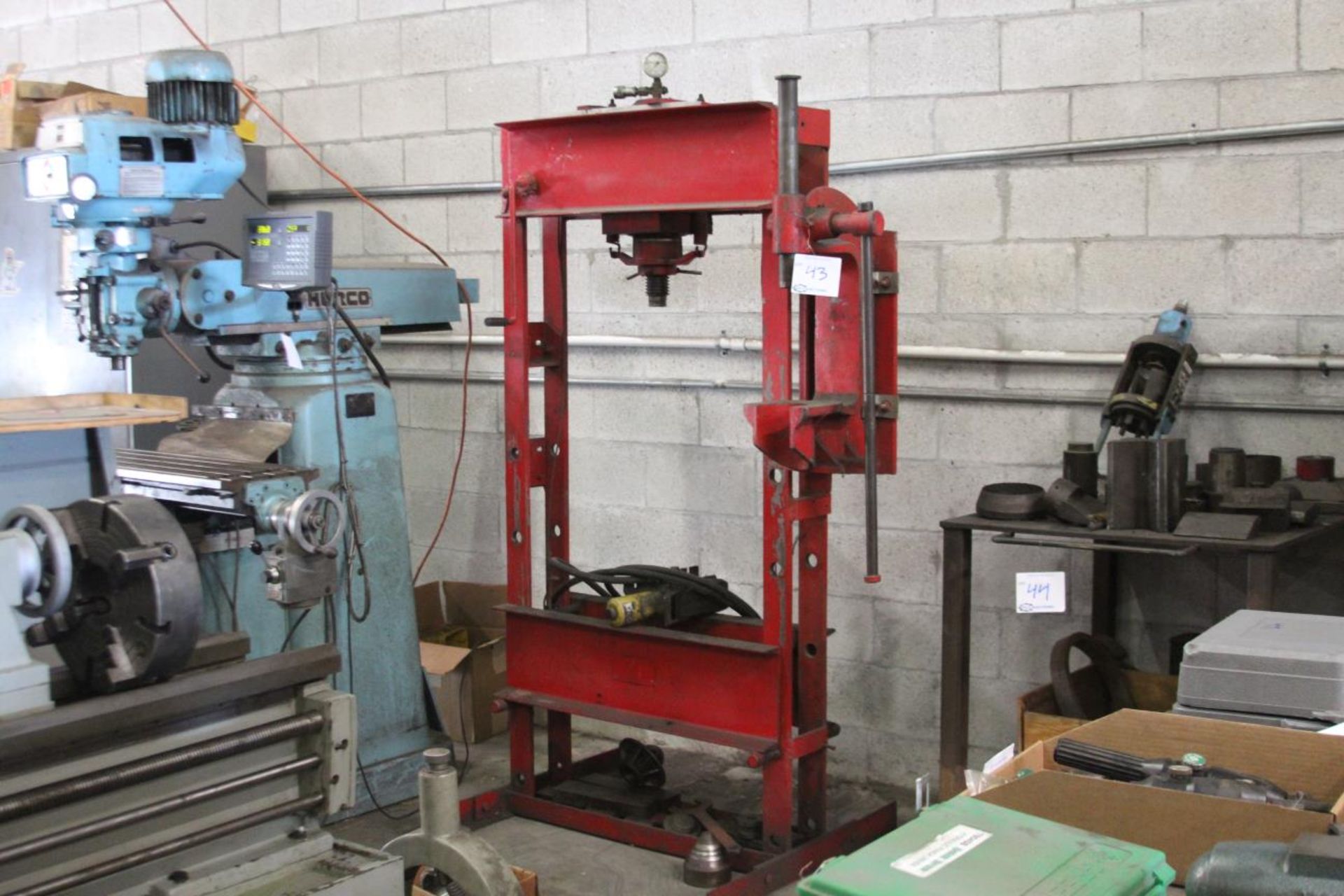 Lempco 563-AH 50-Ton Hydraulic Shop Press w/ Arbor Press Attachment 36x12x76"H(approx Overall)