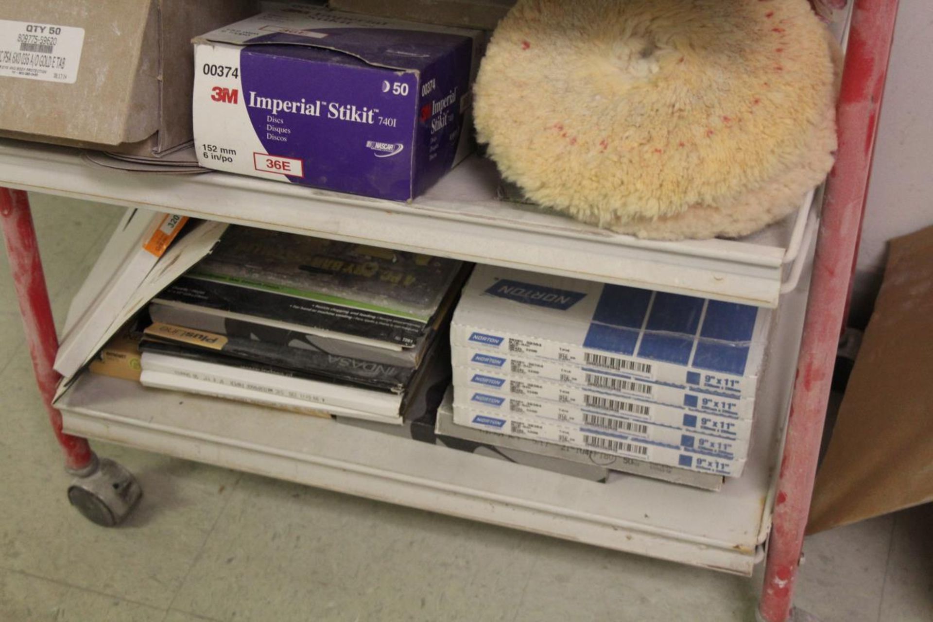 Rolling Shelf with Sandpaper & Sanding Discs, - Image 3 of 6