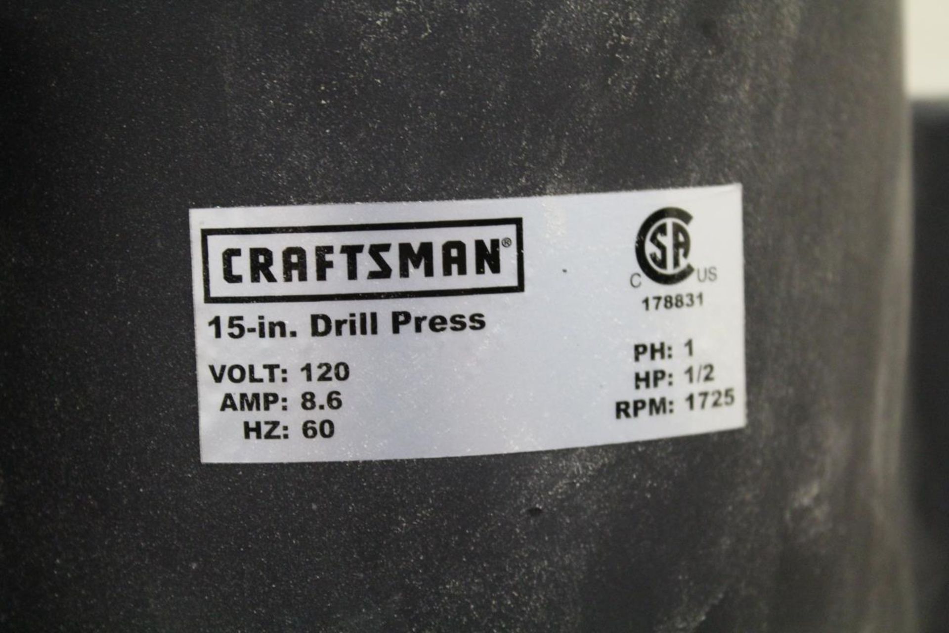 Craftsman Model 152.229000 15" Drill Press 1/2hp, 120v. 300-3100 RPM - Image 4 of 4