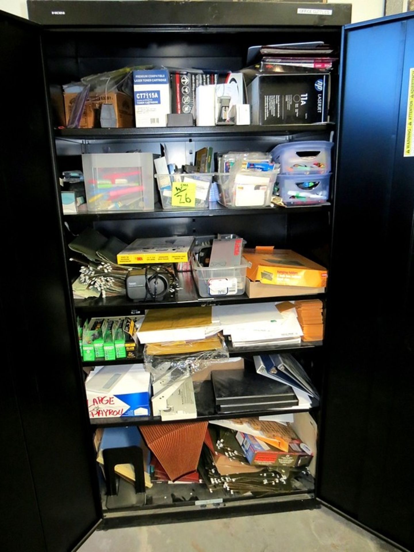 Black Hon 2-Door Storage Cabinet w/Contents of Office Supplies - Image 2 of 2