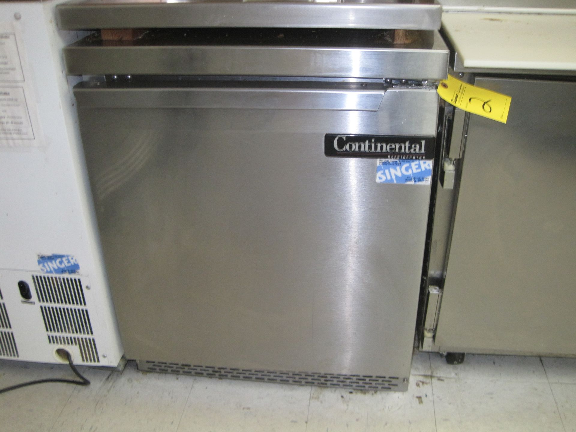 Continental Stainless Steel 27" Under Counter Refrigerator, Single Solid Door, m/n SW27, s/n