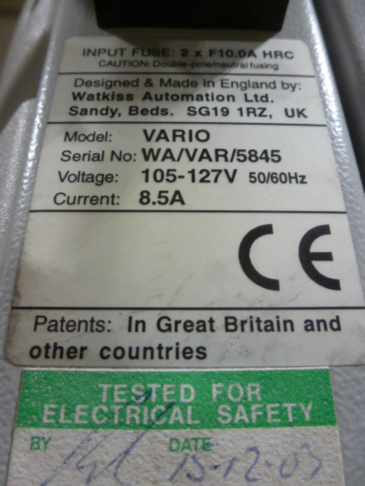 Watkiss Vario Slim Vac Vertical Collator System - Image 3 of 13