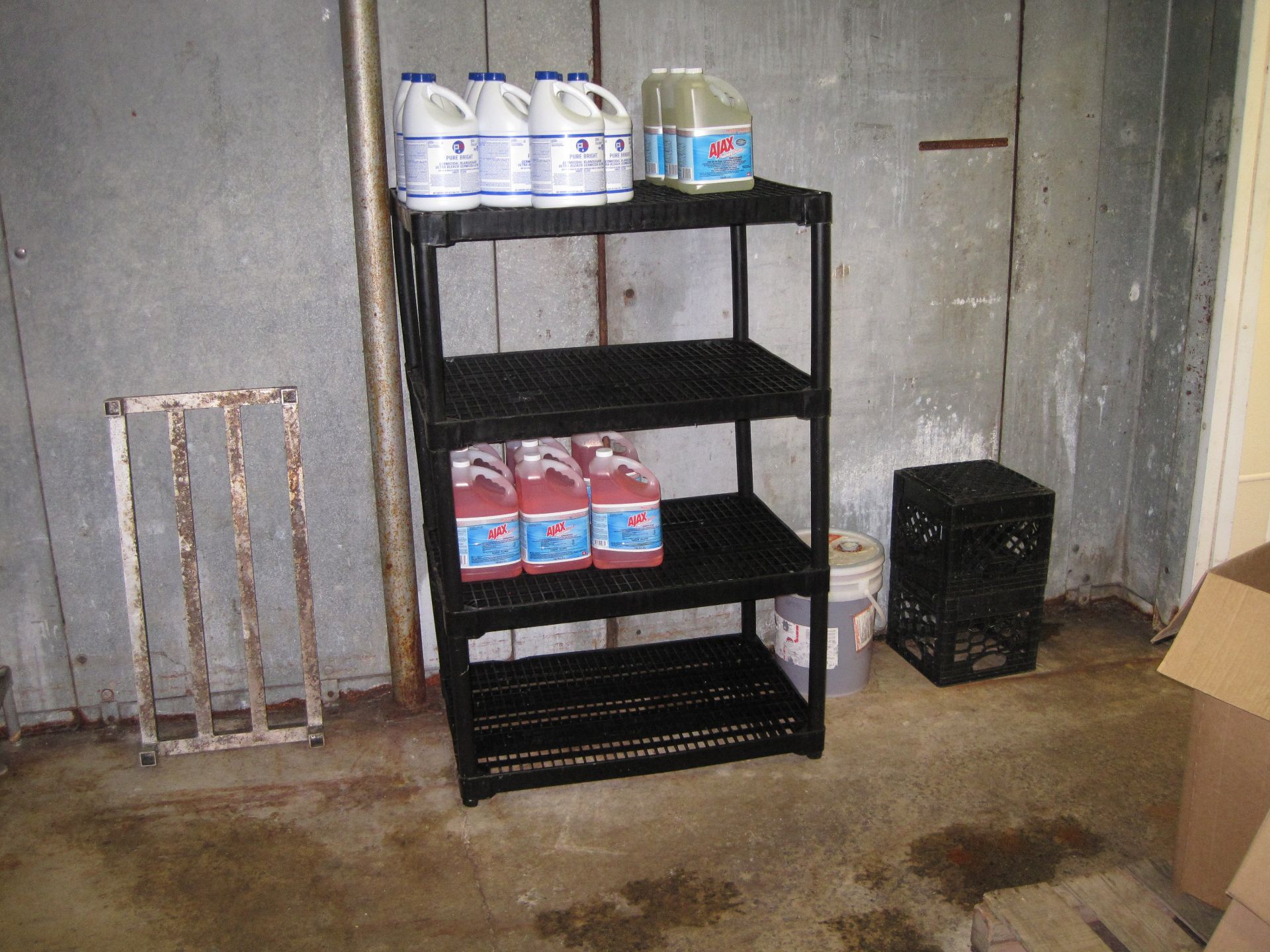 Contents of Room: Floor Fan,  Dunnage Racks,  (8) Bottles of Liquid Sanitizer, (10) Bottles of - Image 2 of 4