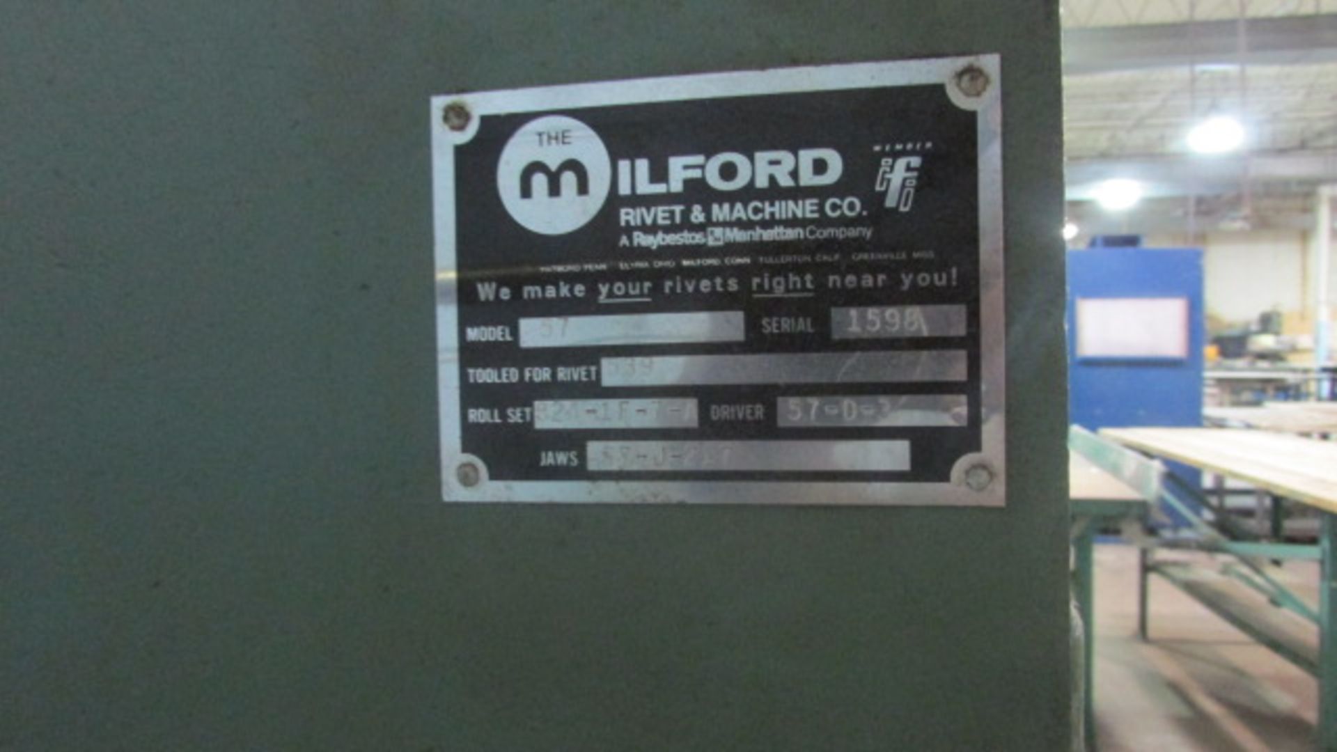 Milford Double Rivet, Air Compression, m/n 57, s/n 1598 - Image 3 of 3