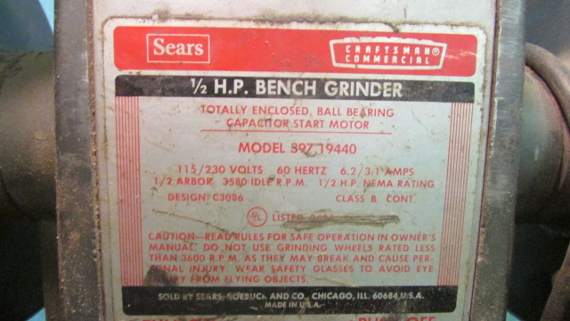 Sears Bench Grinder, m/n 397.19440 - Image 2 of 2
