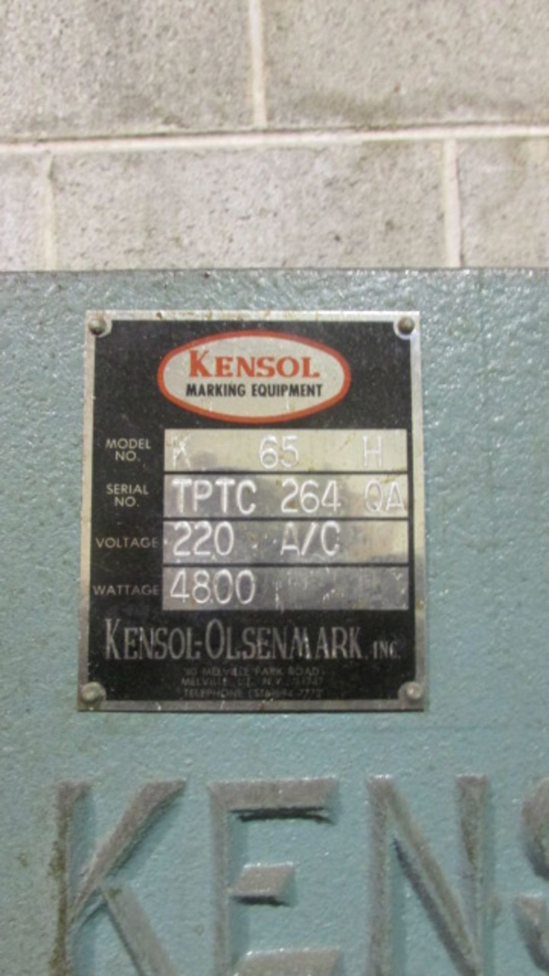 Kensol Foil Stamper, m/n K65H, s/n TPTC264QA - Image 2 of 2