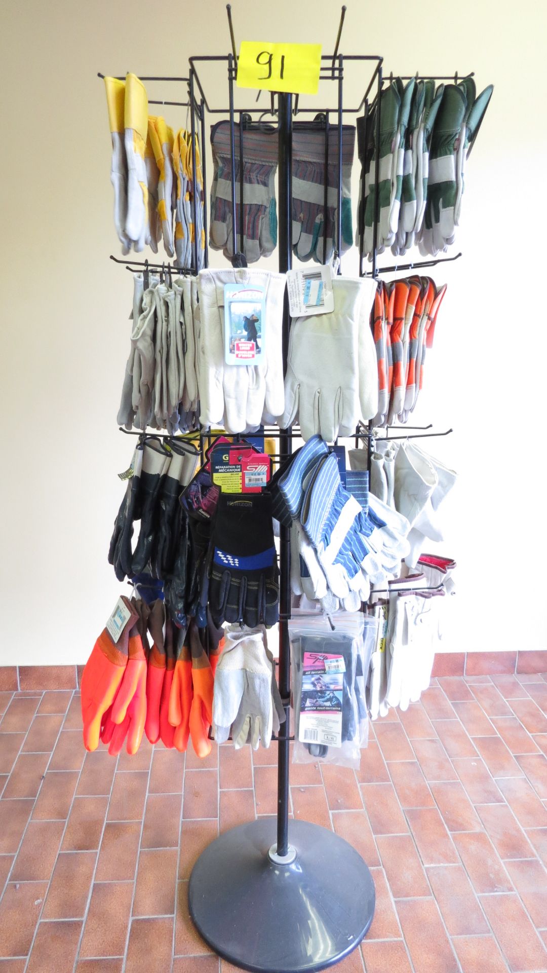 Lot Approx. 80 pairs of Work Gloves including Rack