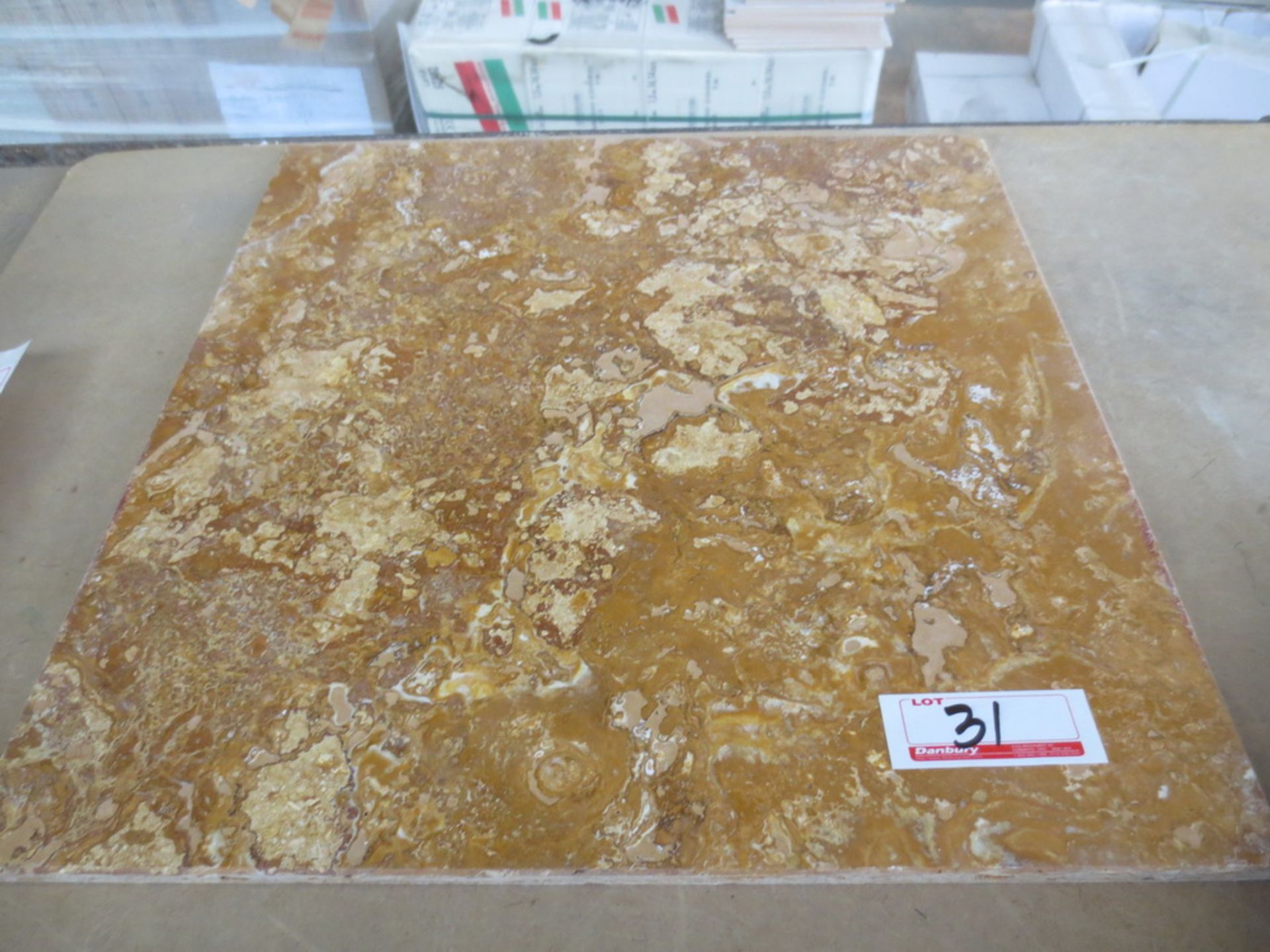 256 - SQ. FT. TRAVRITINE GIALLO APPROX 16X16 GRANTE TILE 24 BOXES