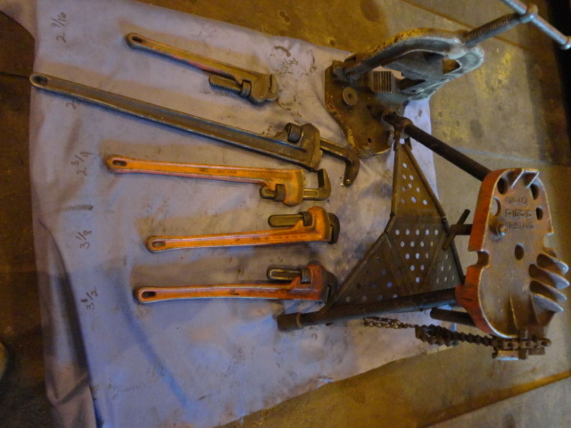 Lot Pipe Wrenches - Clamps - Stand - Image 4 of 4