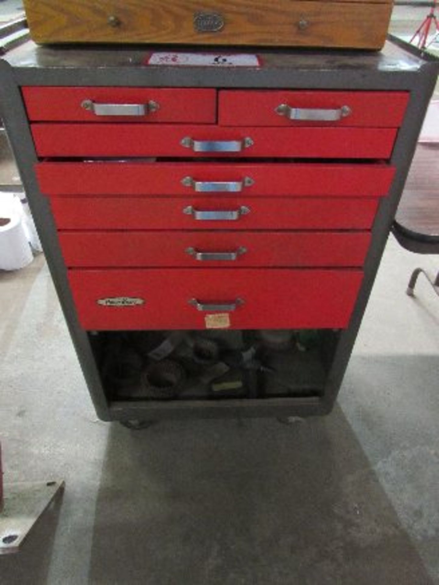 Tool Box on casters, W/contents, Bolts, Nuts, Fasteners, O-Rings, Clamps, etc