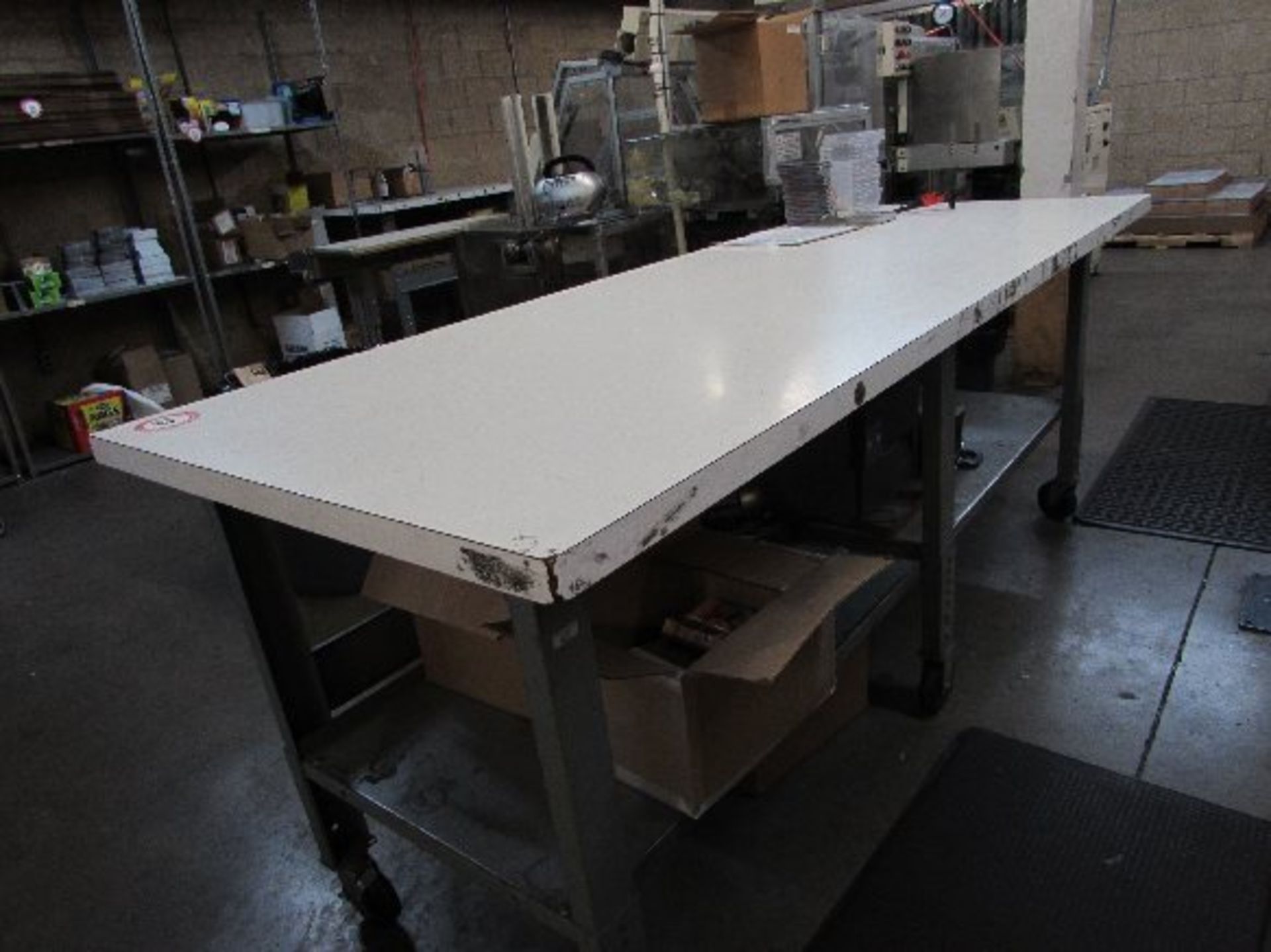 36" x 96" Metal Framed Presswood Top Table on Casters - Image 2 of 2