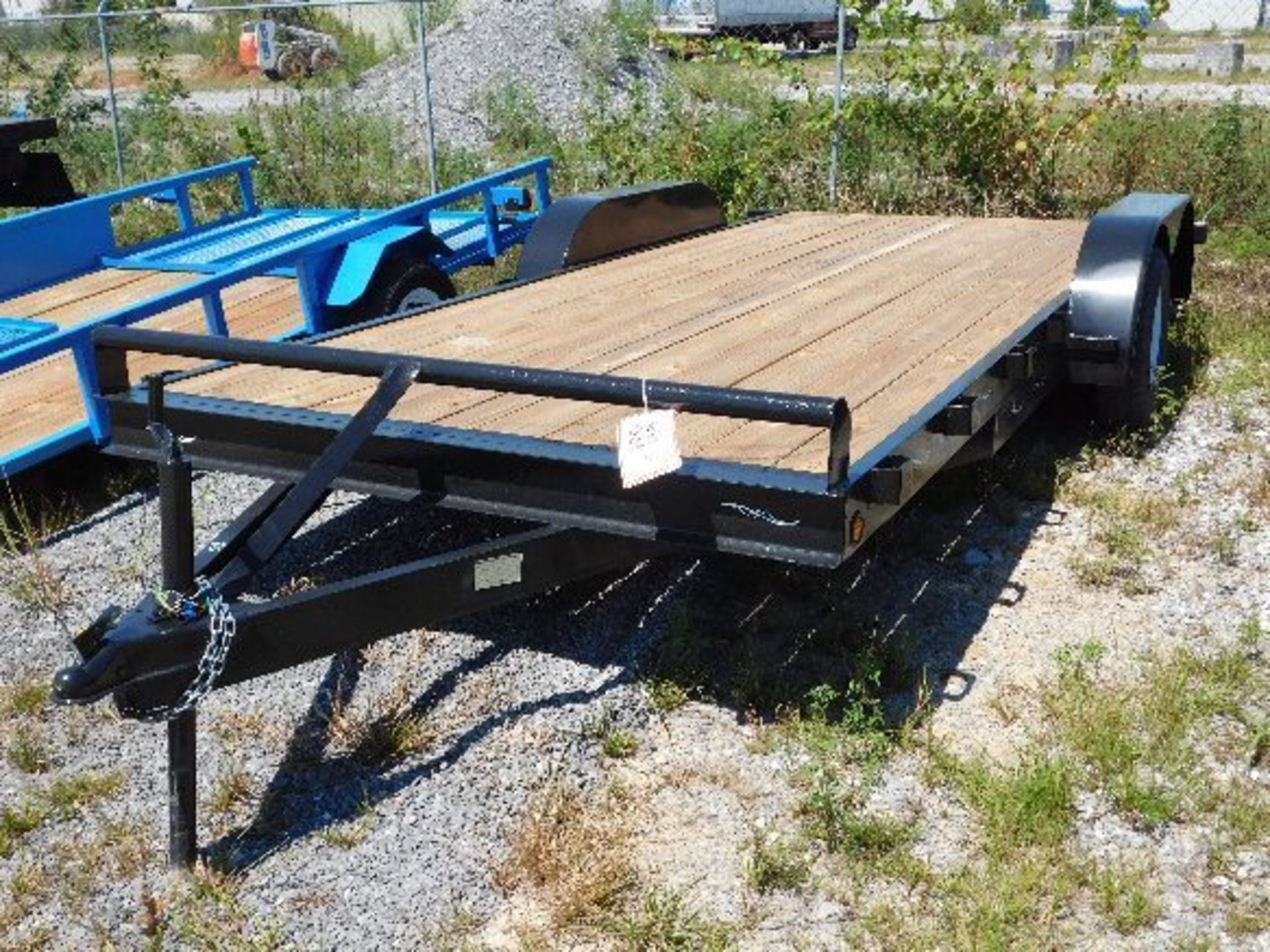 Top Line TH18 Car hauler trailer, 16' flat + 2' dovetail, wood floor, Side in Ramps, 1-Brake,