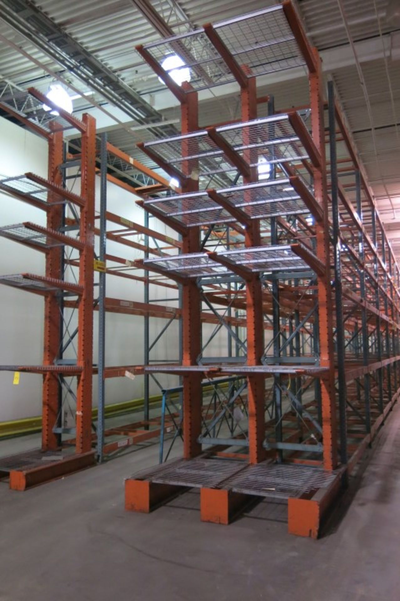 Cantilever Racking: 72" Width x 48" Deep x 18' Upright, with Wire Shelve Inserts as shown