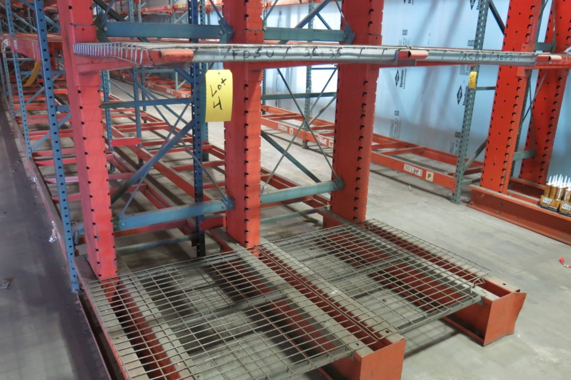 Cantilever Racking: 72" Width x 48" Deep x 13' Upright, with Wire Shelve Inserts as shown - Image 2 of 3