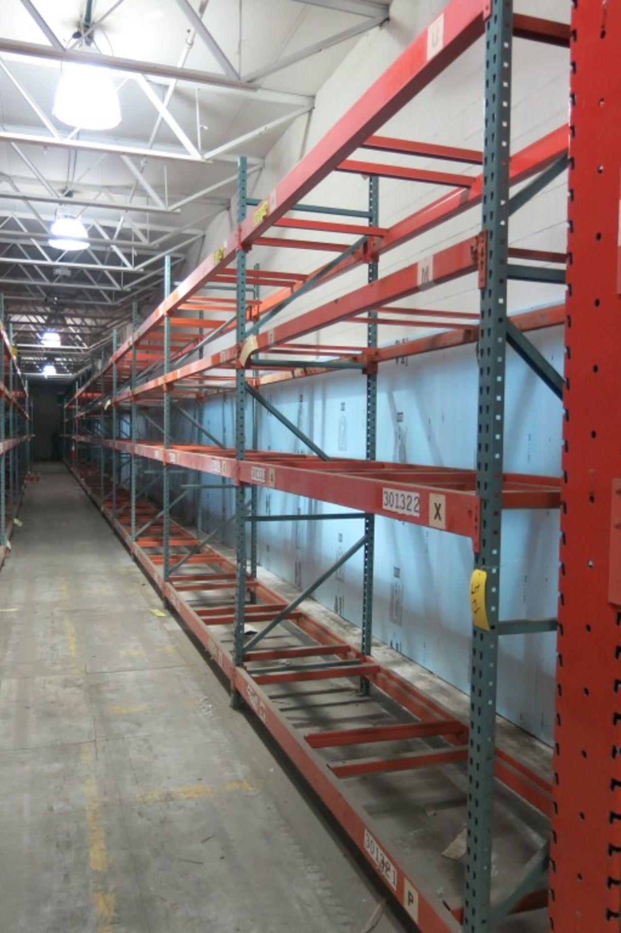 (17) Sections of  Pallet Racking: 9' Length Beams x 36" Deep x 11' Upright, Tear-drop Style with