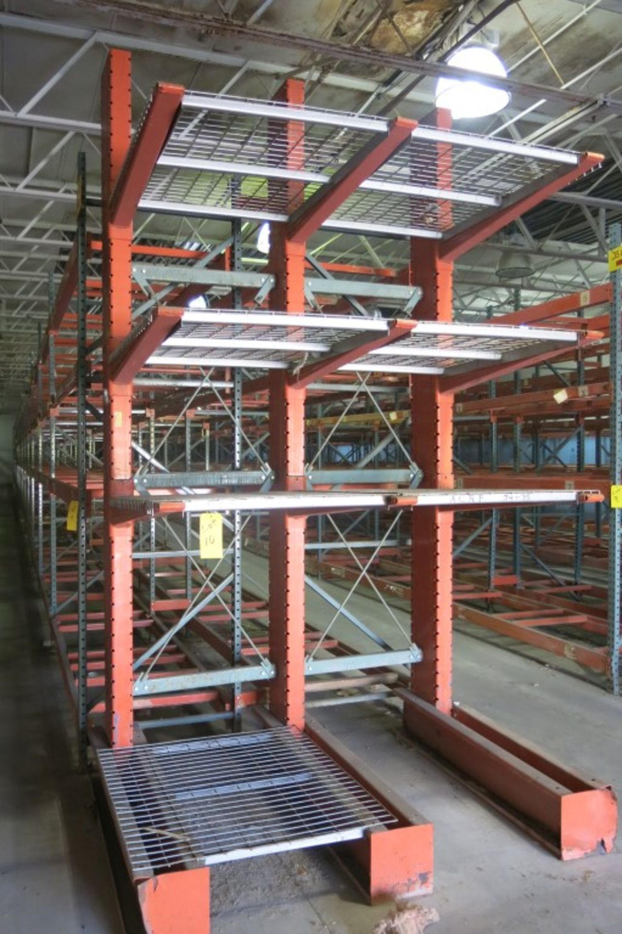 Cantilever Racking: 72" Width x 48" Deep x 13' Upright, with Wire Shelve Inserts as shown