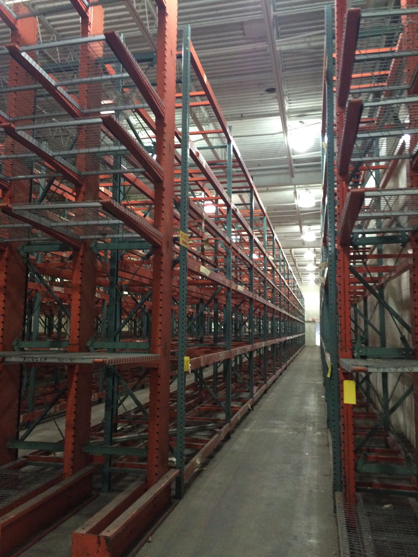 (17) Sections of  Pallet Racking: 9' Length Beams x 36" Deep x 18' Upright, Tear-drop Style with