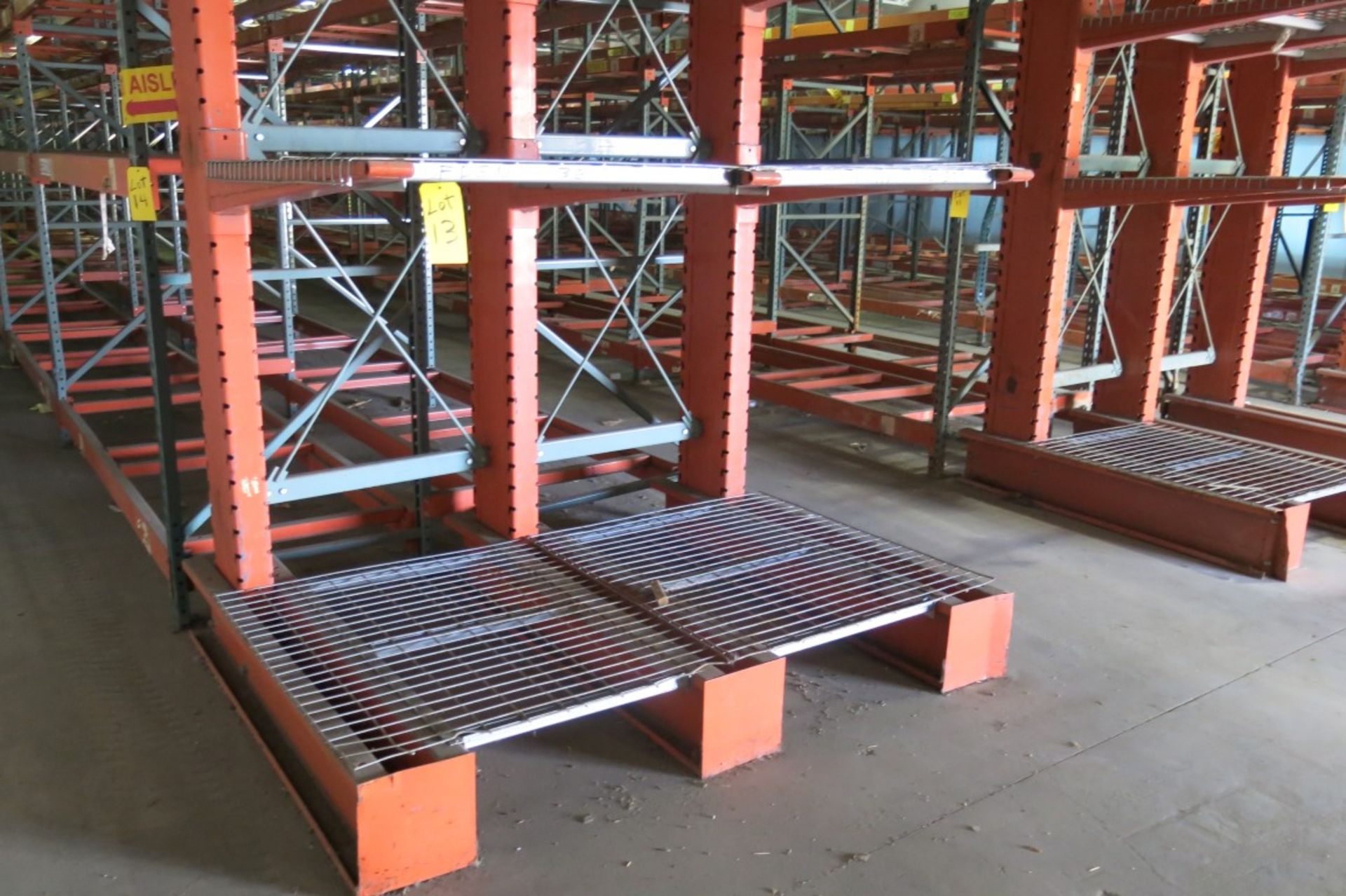 Cantilever Racking: 72" Width x 48" Deep x 13' Upright, with Wire Shelve Inserts as shown - Image 2 of 2