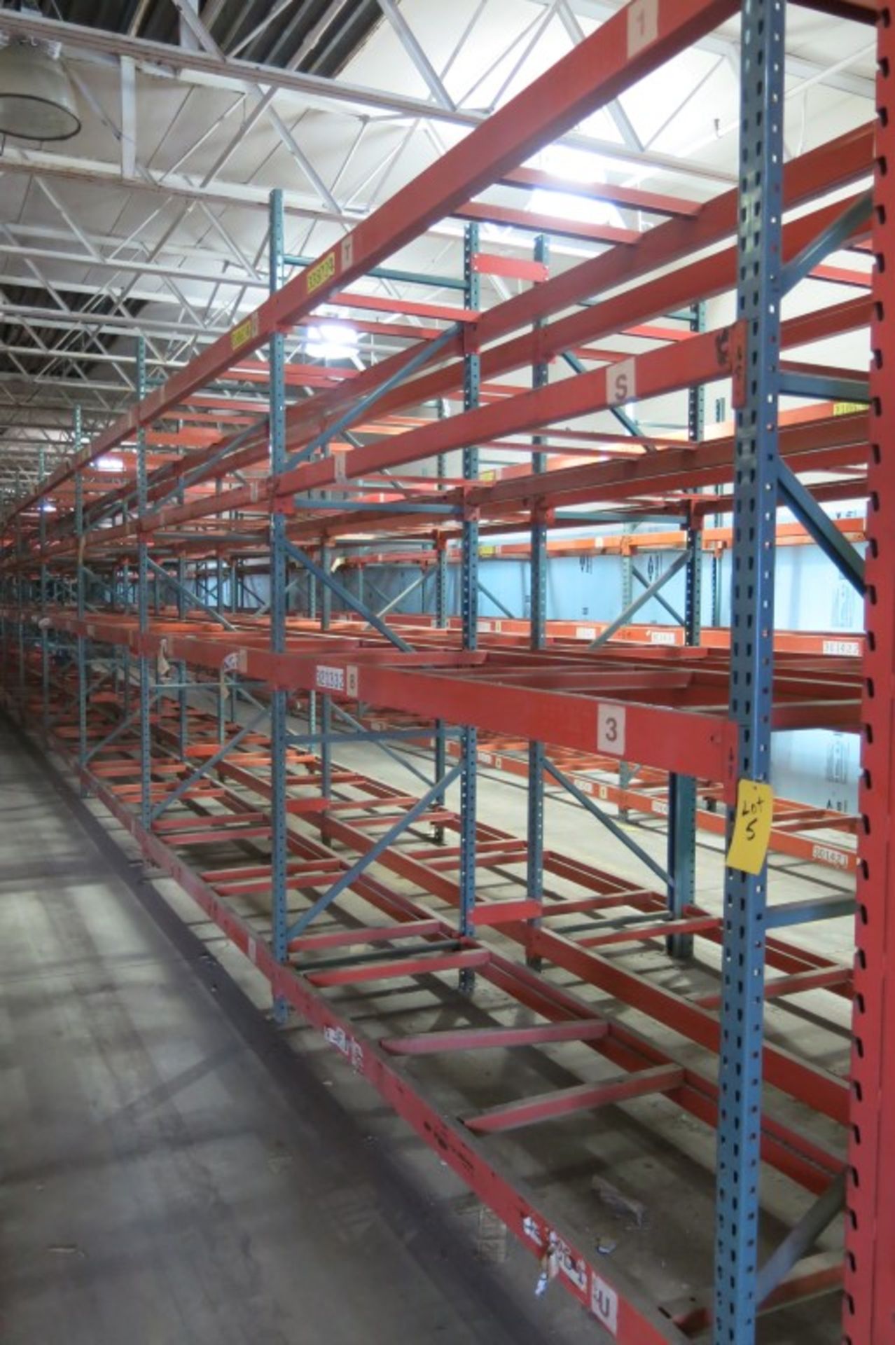 (17) Sections of  Pallet Racking: 9' Length Beams x 36" Deep x 11' Upright, Tear-drop Style with