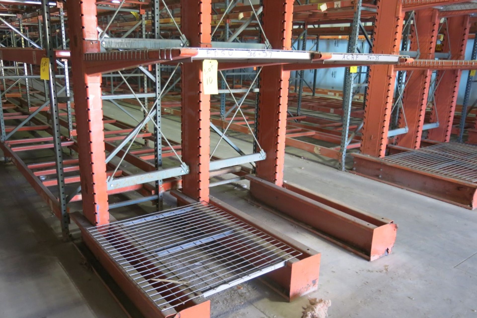 Cantilever Racking: 72" Width x 48" Deep x 13' Upright, with Wire Shelve Inserts as shown - Image 2 of 2