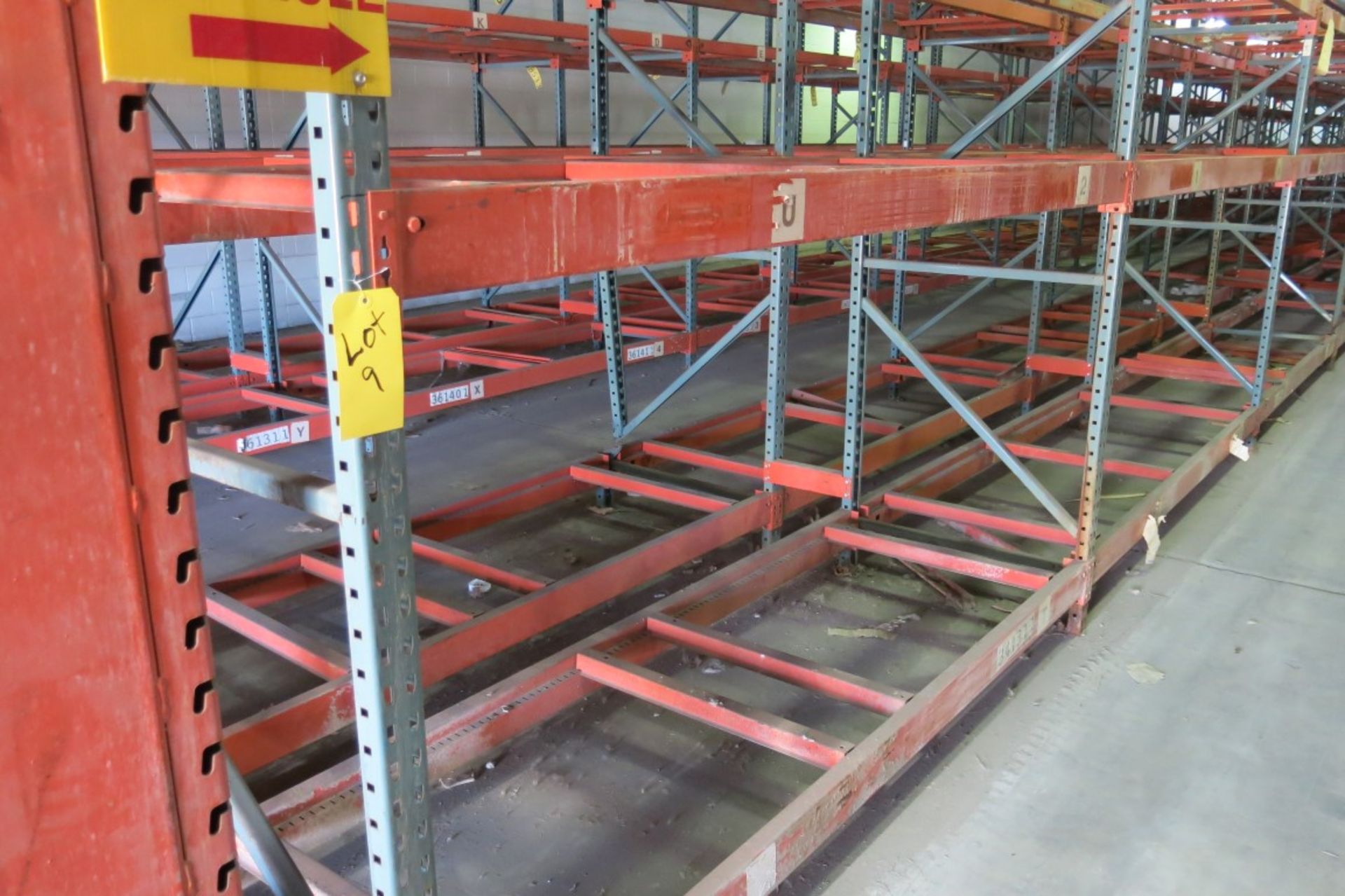 (17) Sections of  Pallet Racking: 9' Length Beams x 36" Deep x 11' Upright, Tear-drop Style with - Image 2 of 3
