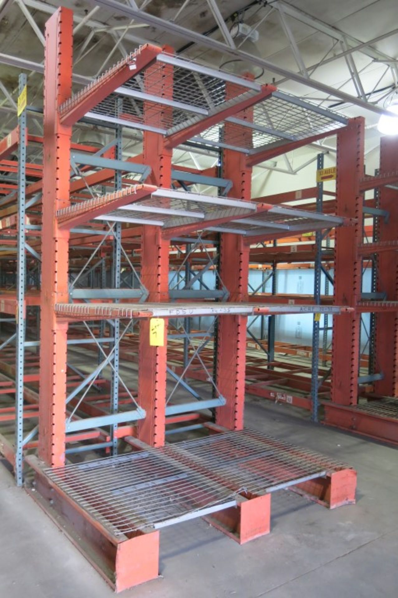 Cantilever Racking: 72" Width x 48" Deep x 13' Upright, with Wire Shelve Inserts as shown