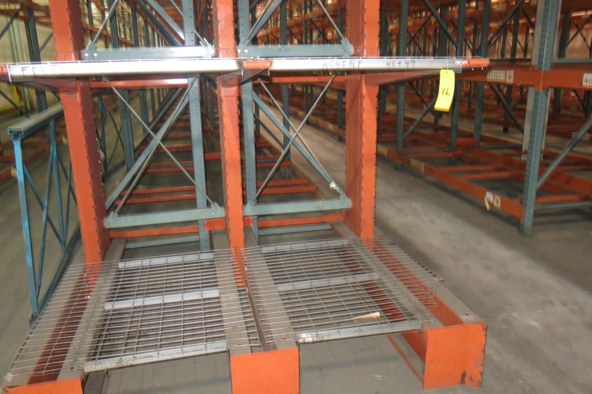 Cantilever Racking: 72" Width x 48" Deep x 18' Upright, with Wire Shelve Inserts as shown - Image 2 of 2