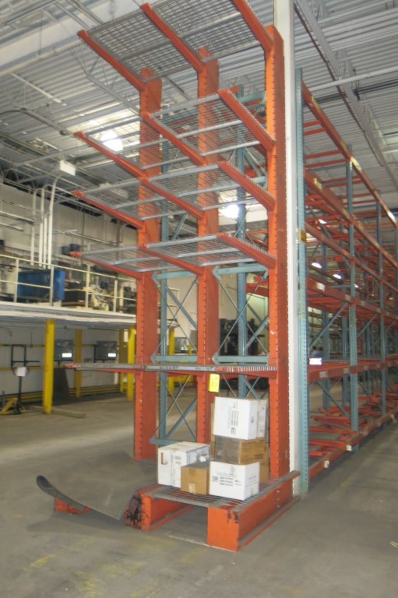 Cantilever Racking: 72" Width x 48" Deep x 18' Upright, with Wire Shelve Inserts as shown