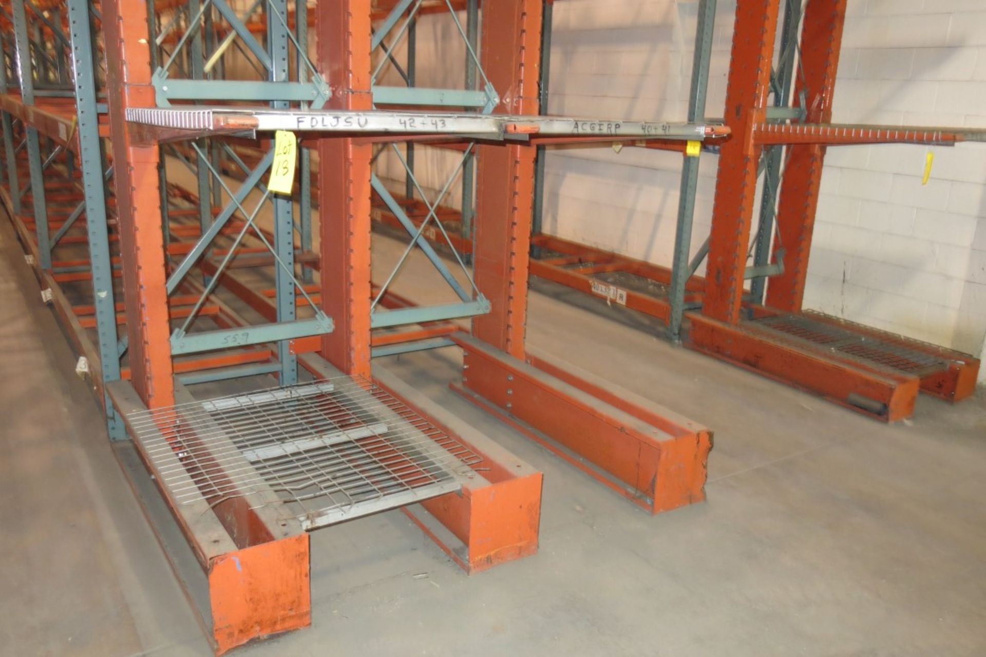 Cantilever Racking: 72" Width x 48" Deep x 18' Upright, with Wire Shelve Inserts as shown - Image 2 of 2