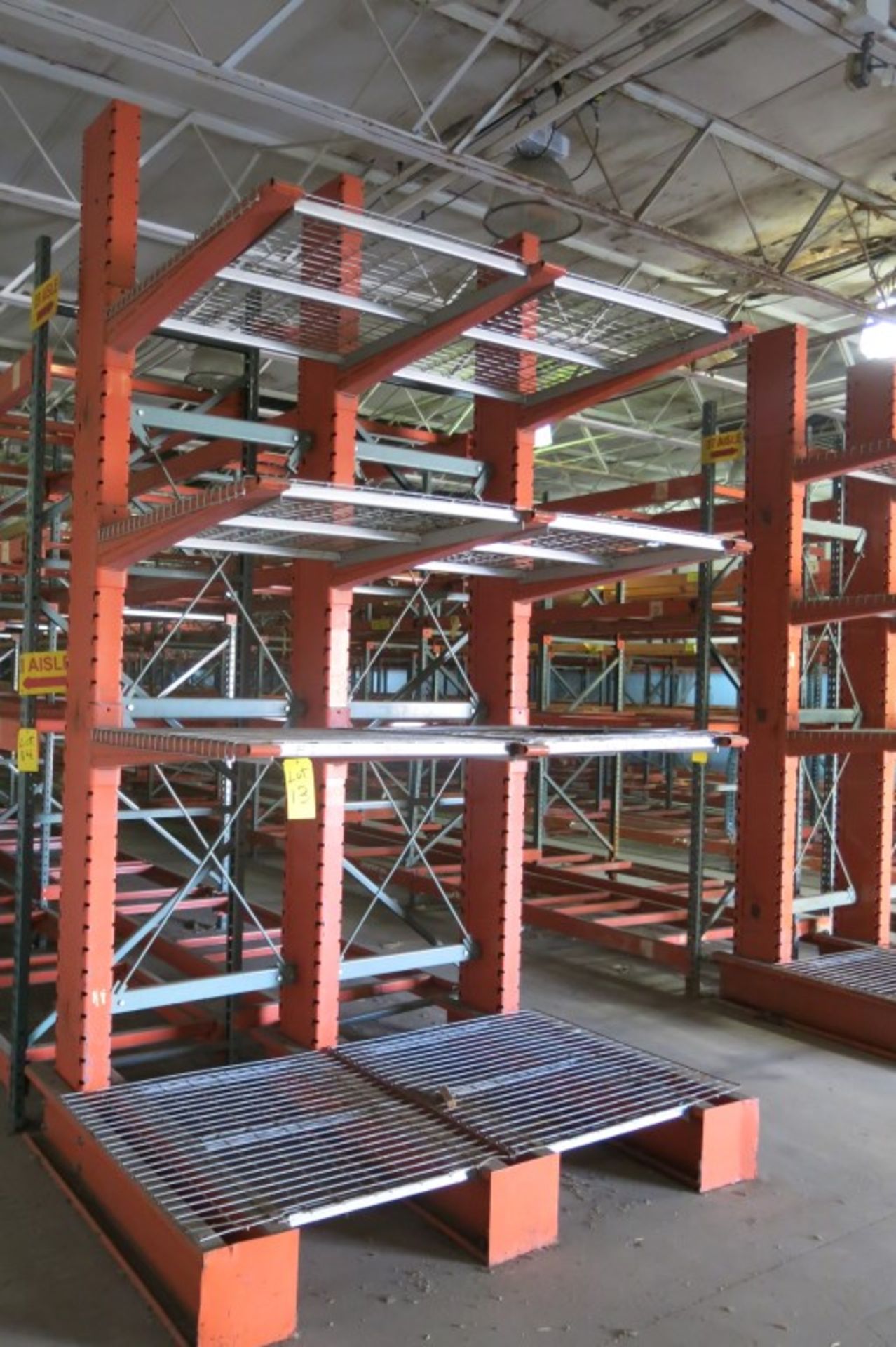 Cantilever Racking: 72" Width x 48" Deep x 13' Upright, with Wire Shelve Inserts as shown