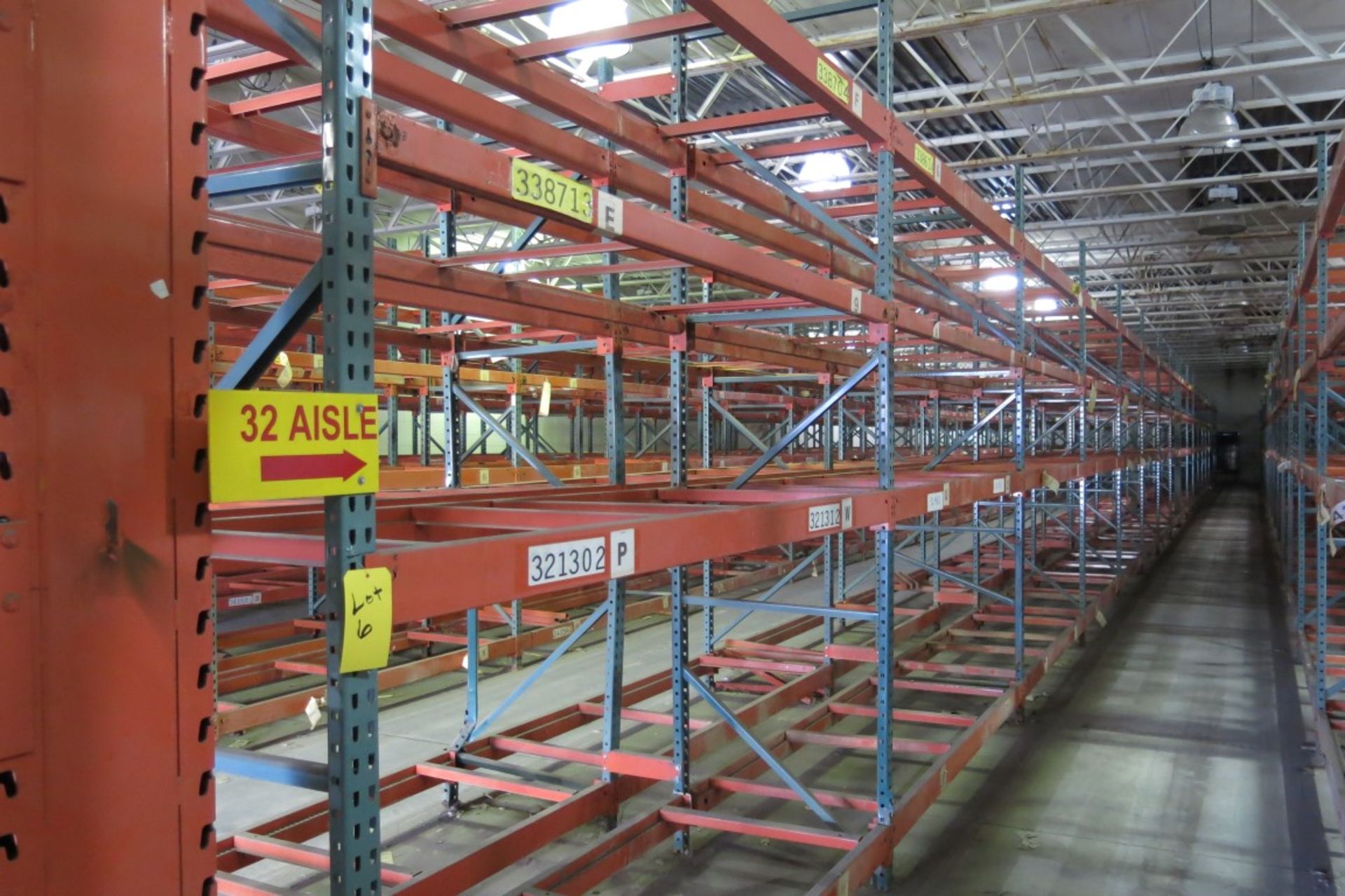 (17) Sections of  Pallet Racking: 9' Length Beams x 36" Deep x 11' Upright, Tear-drop Style with