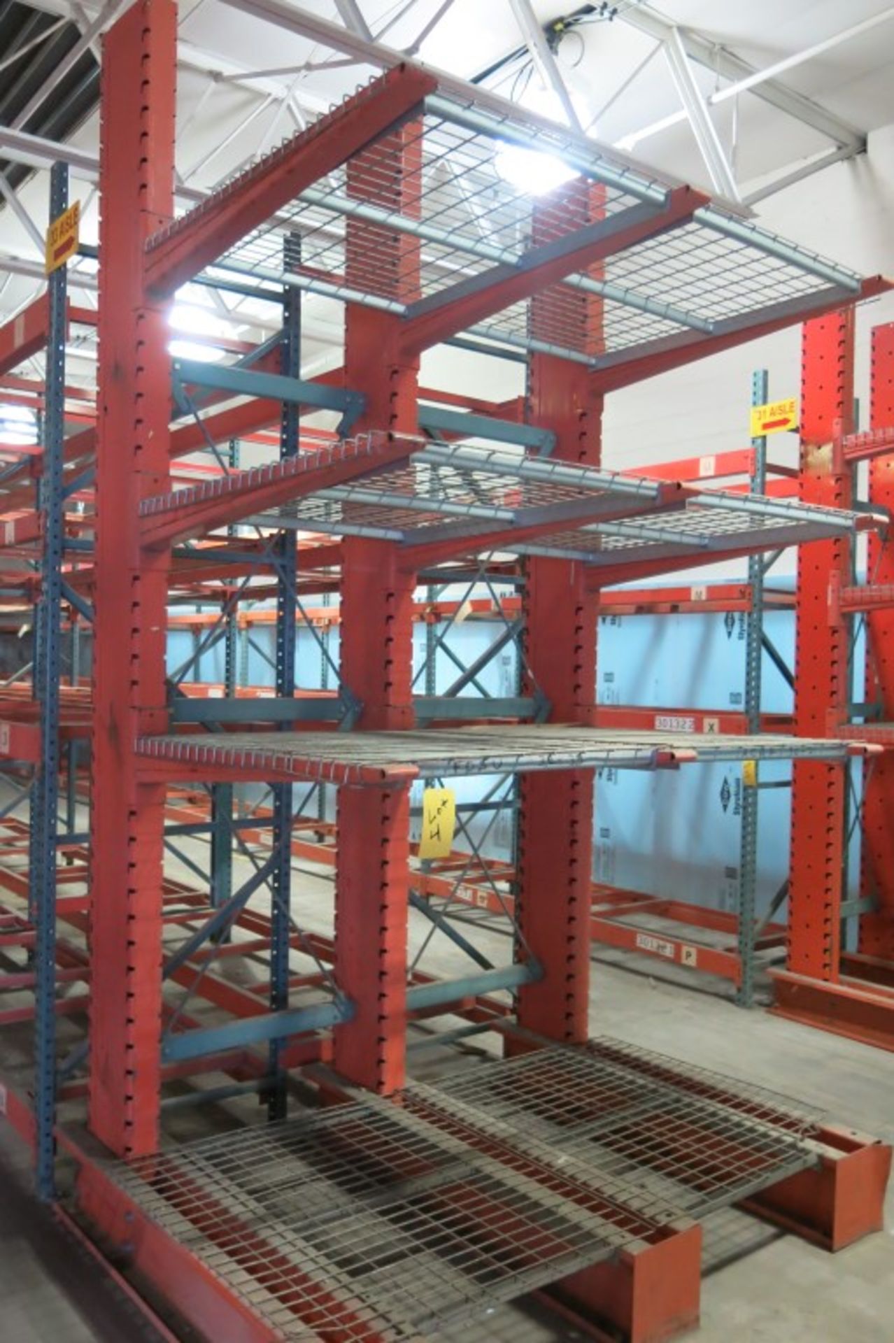 Cantilever Racking: 72" Width x 48" Deep x 13' Upright, with Wire Shelve Inserts as shown