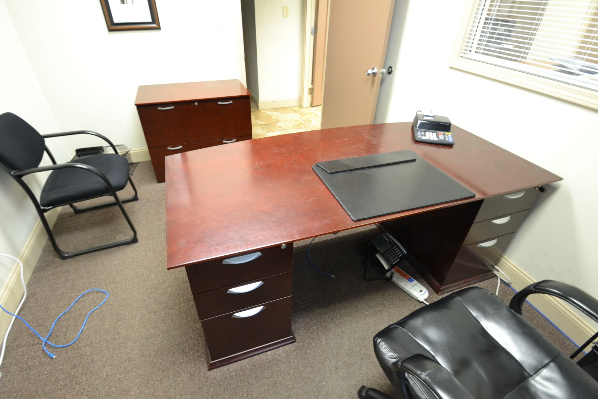 CONTENTS OF OFFICE, DESK, WOOD, 6'X3', 6 DRAWER, W/ COMPUTER CHAIR, (2) 2 DRAWER LATERAL FILING - Image 2 of 2