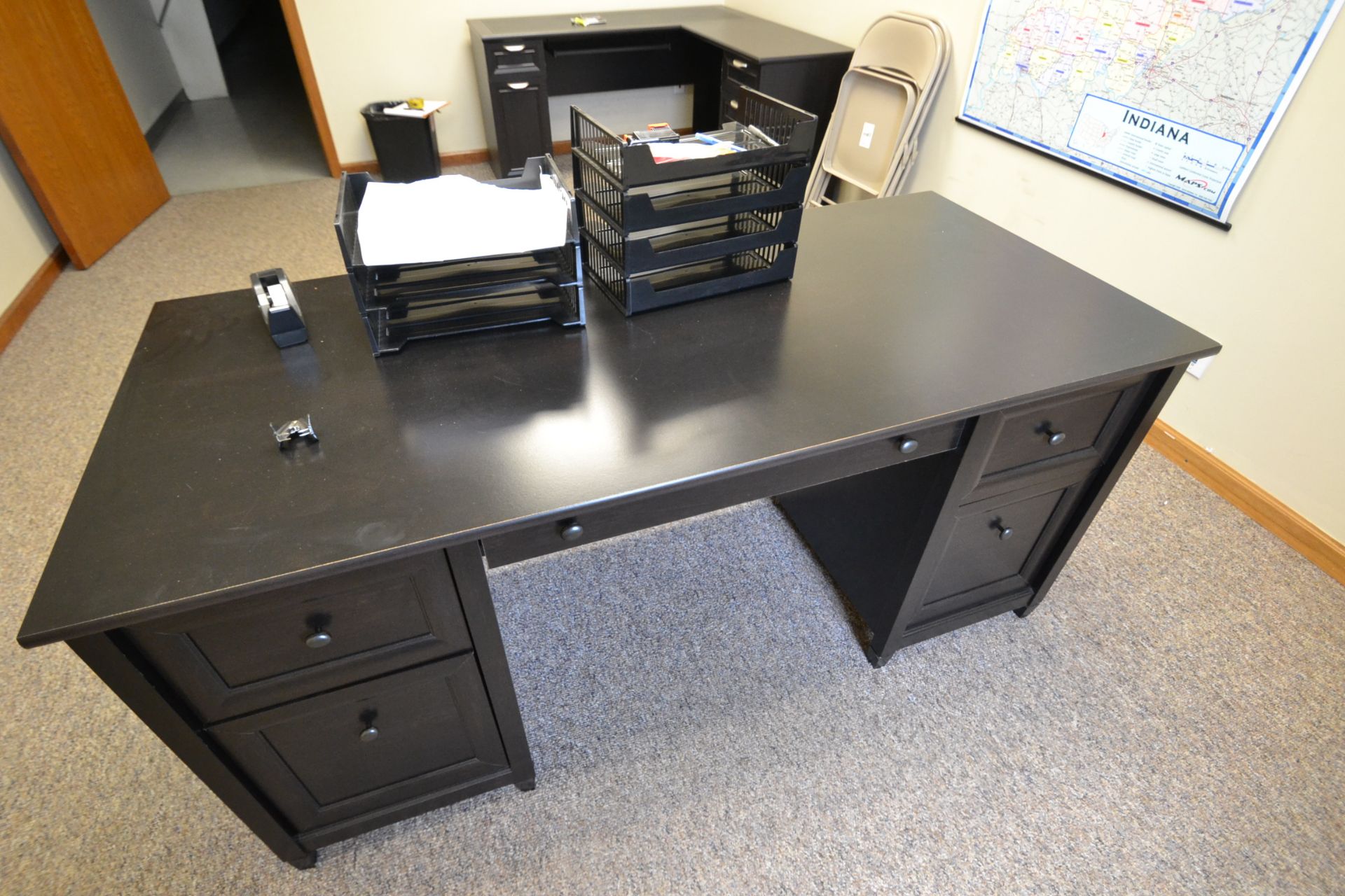 CONTENTS OF OFFICE, L-SHAPED DESK, WOOD, 4 DRAWER, 59"X59", DESK, WOOD, 5 DRAWER, 5'5"X30" - Image 2 of 2