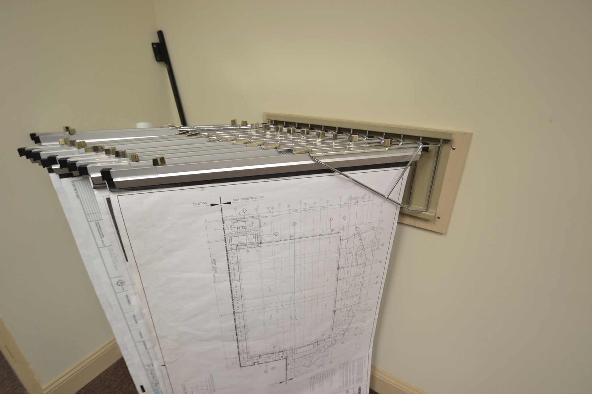 DRAFTING TABLE, CORT, 5'X38", W/ CHAIR AND BLUE PRINT HANGER - Image 2 of 2