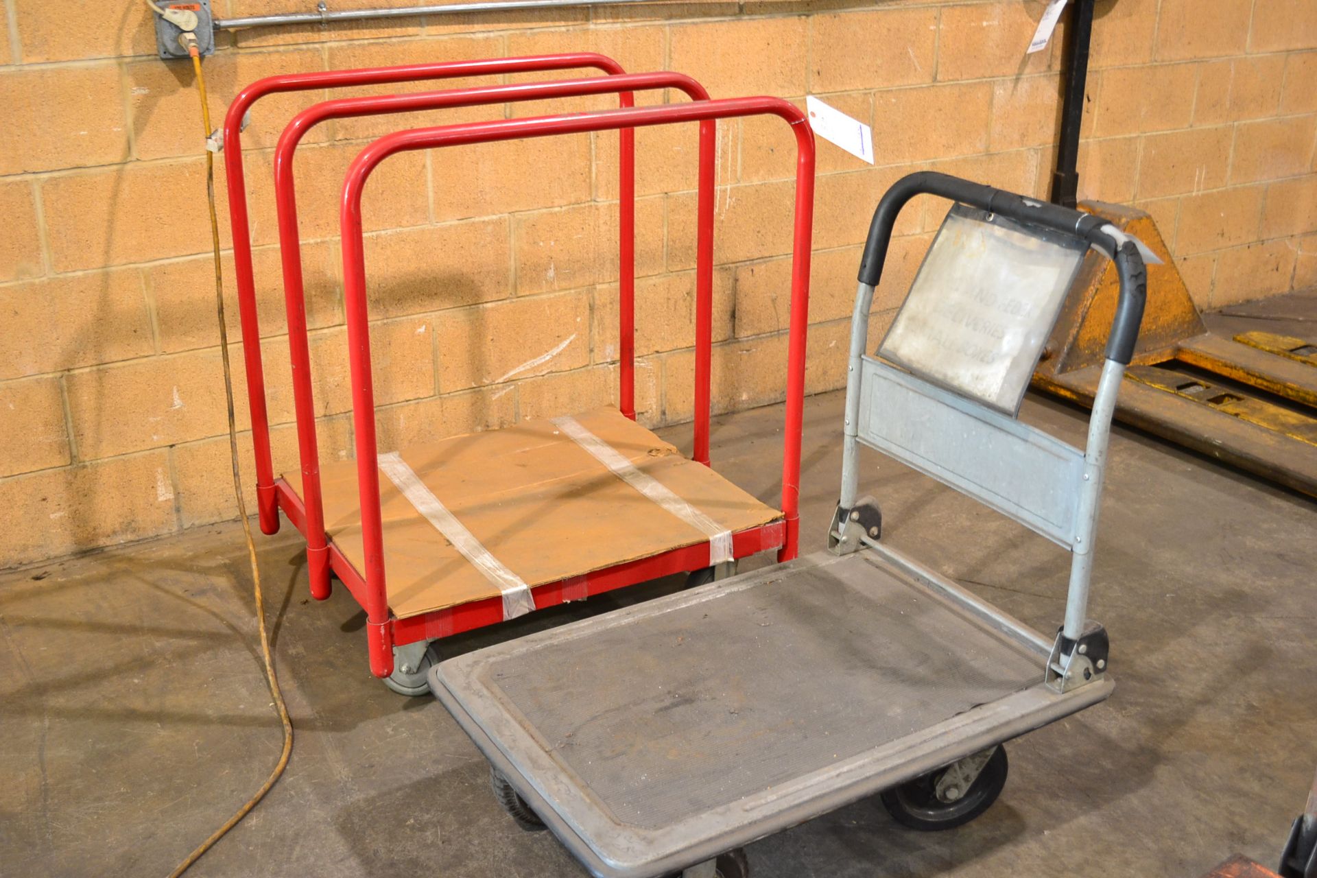 LOT OF (2) CARTS, (1) PLATFORM CART, (1) SHEET CART