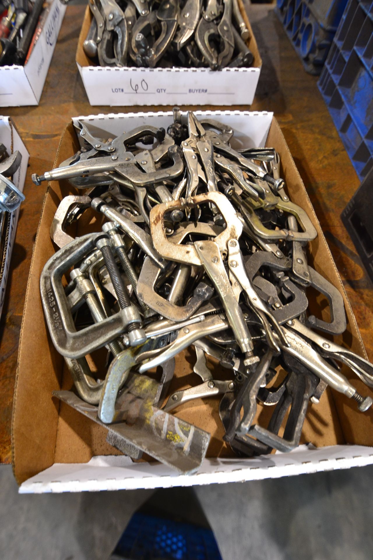 FLAT OF C-CLAMPS AND VISE GRIPS