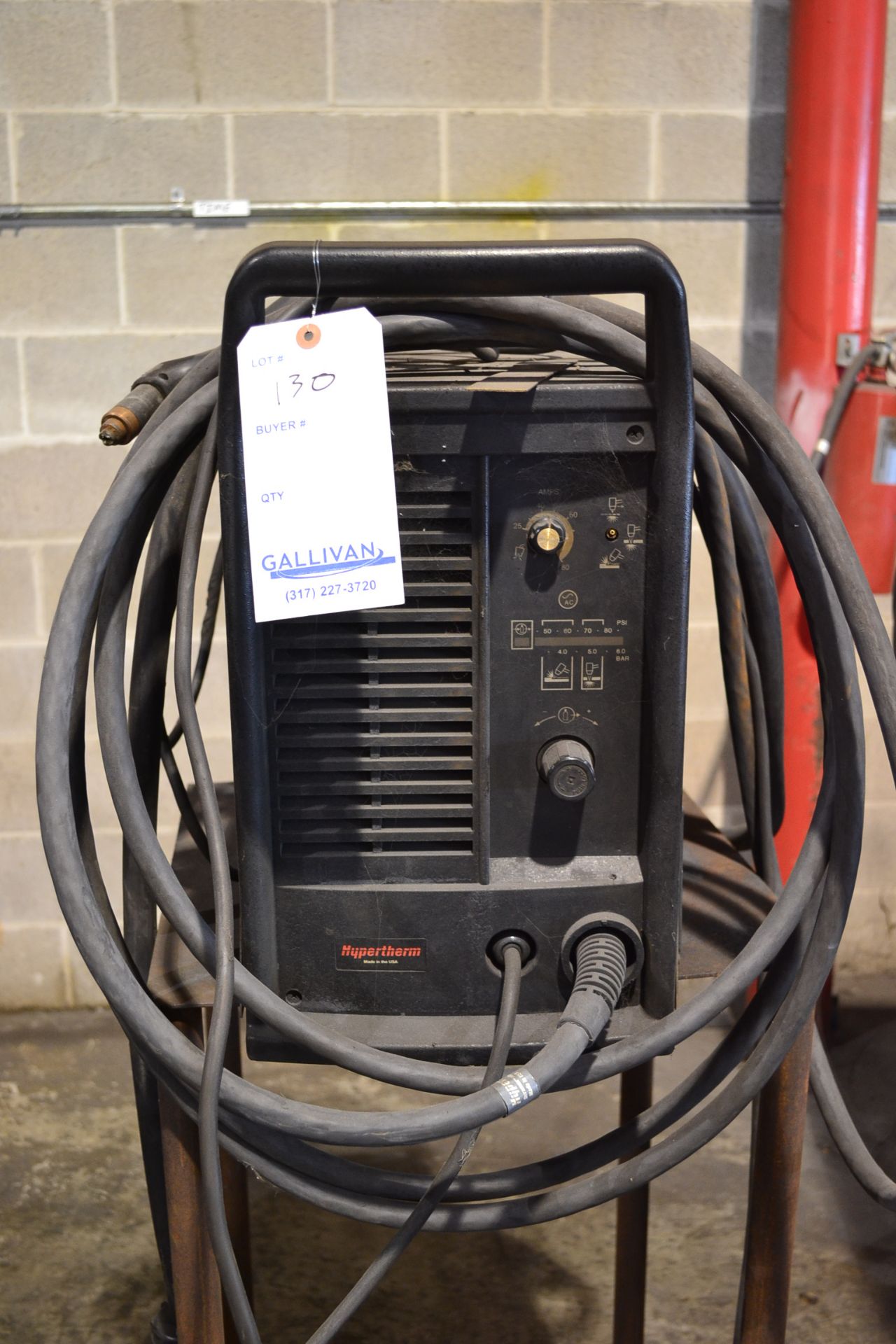PLASMA CUTTER, HYPERTHERM, MDL POWERMAX 1250, G3 SERIES, SER# 1250-013416, W/ LEADS AND STAND