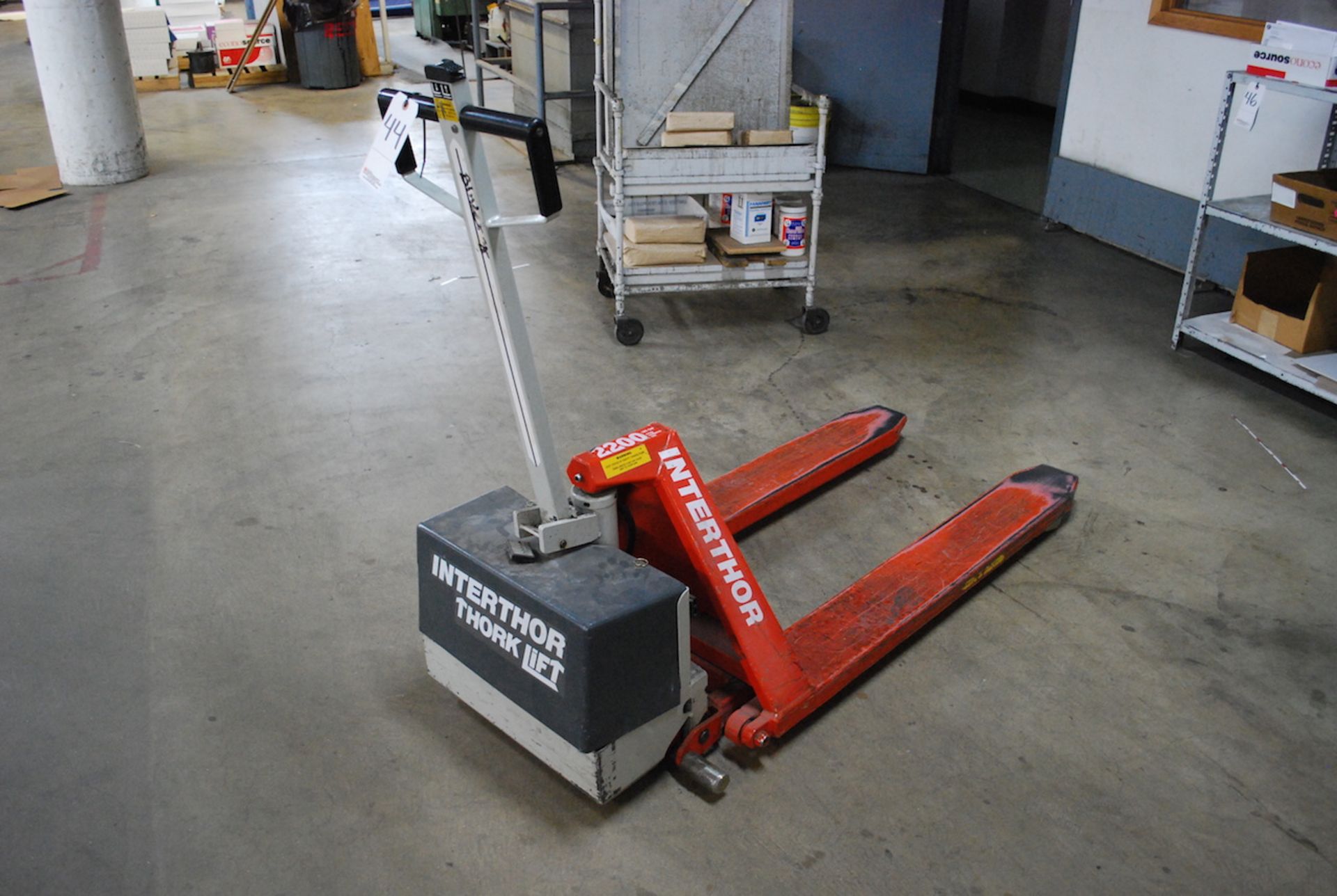 INTERTHOR 2200 LB. CAP. ELECTRIC PALLET TRUCK; W/45" Forks