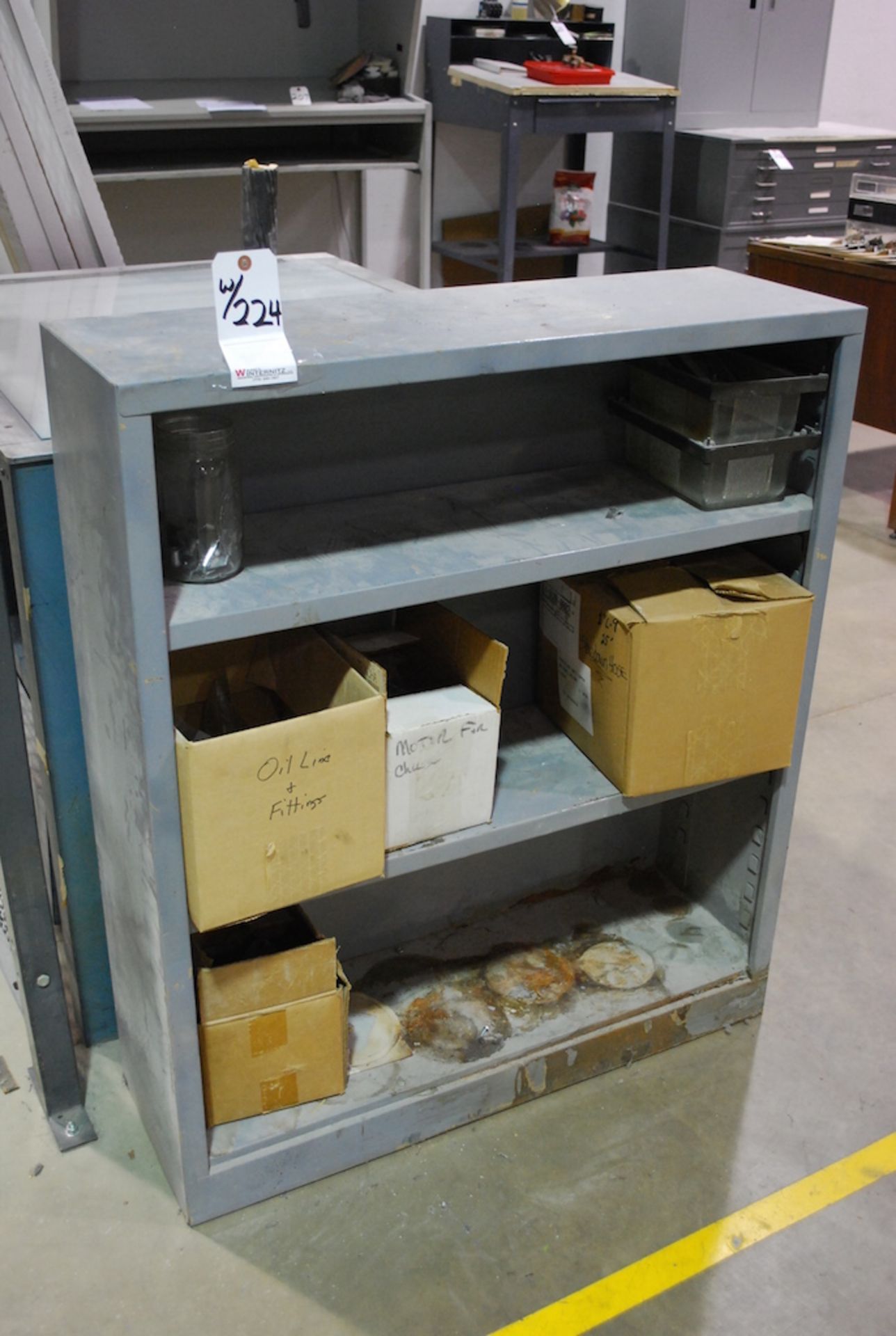 LOT:  2-DOOR STORAGE CABINET  & (2) STEEL SHELVES - Image 3 of 3