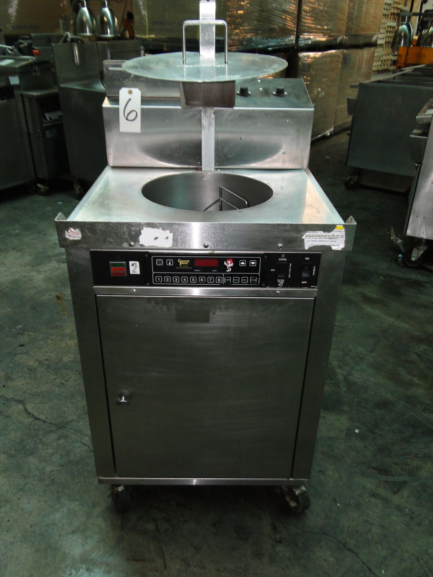 Giles "Chester Fried" Gas Fired Deep Fryer with Auto Lift, Model CF4006, S/N: A410310007, Equipped