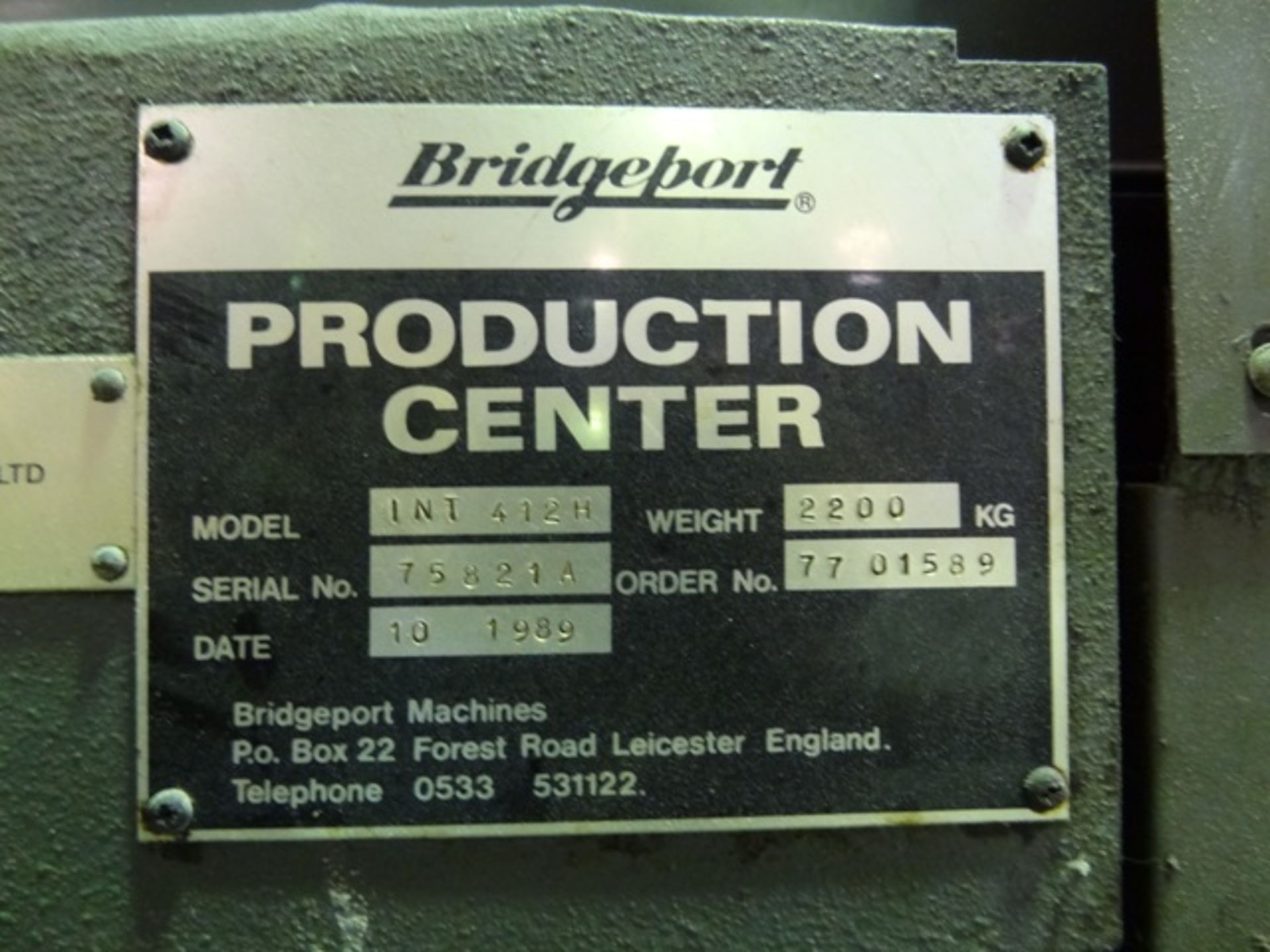 BRIDGEPORT INTERACT 412H VERTICAL MACHINING CENTER, SN 75821A, YEAR 1989, LOCATION MI - Image 5 of 5